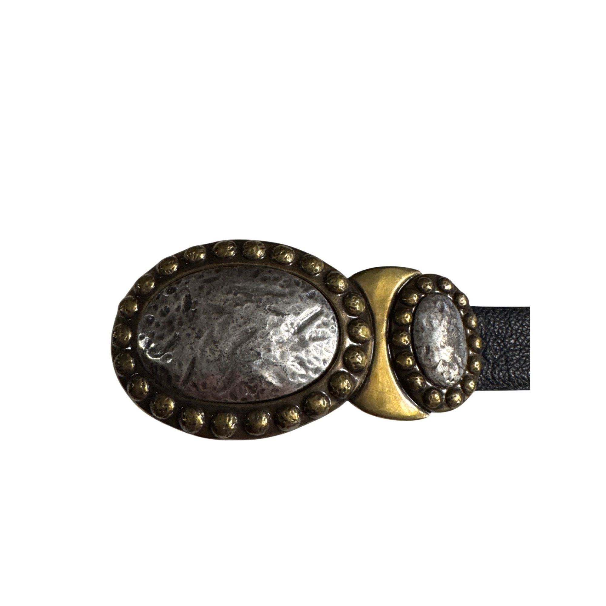 Chicos Chicos Womens Black Leather Belt W/ Two-Tone Decorative Buck Size ONE SIZE - 6 Thumbnail