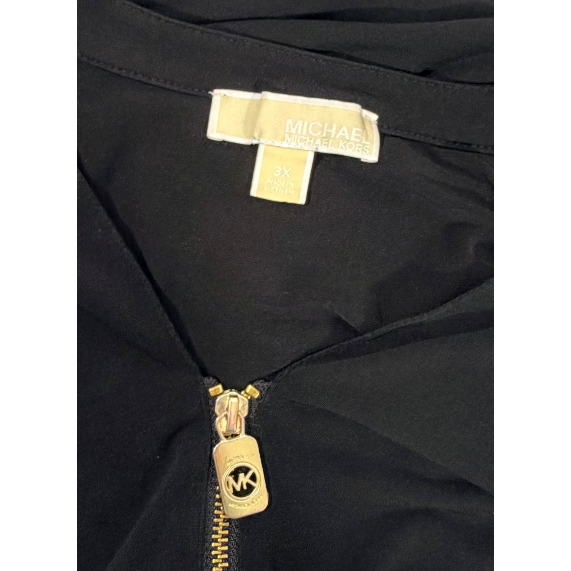 Other Michael Michael Kors Womens Blouse Tunic Black Zip Front 3X Size 3XL / US 20-22 - 7 Thumbnail