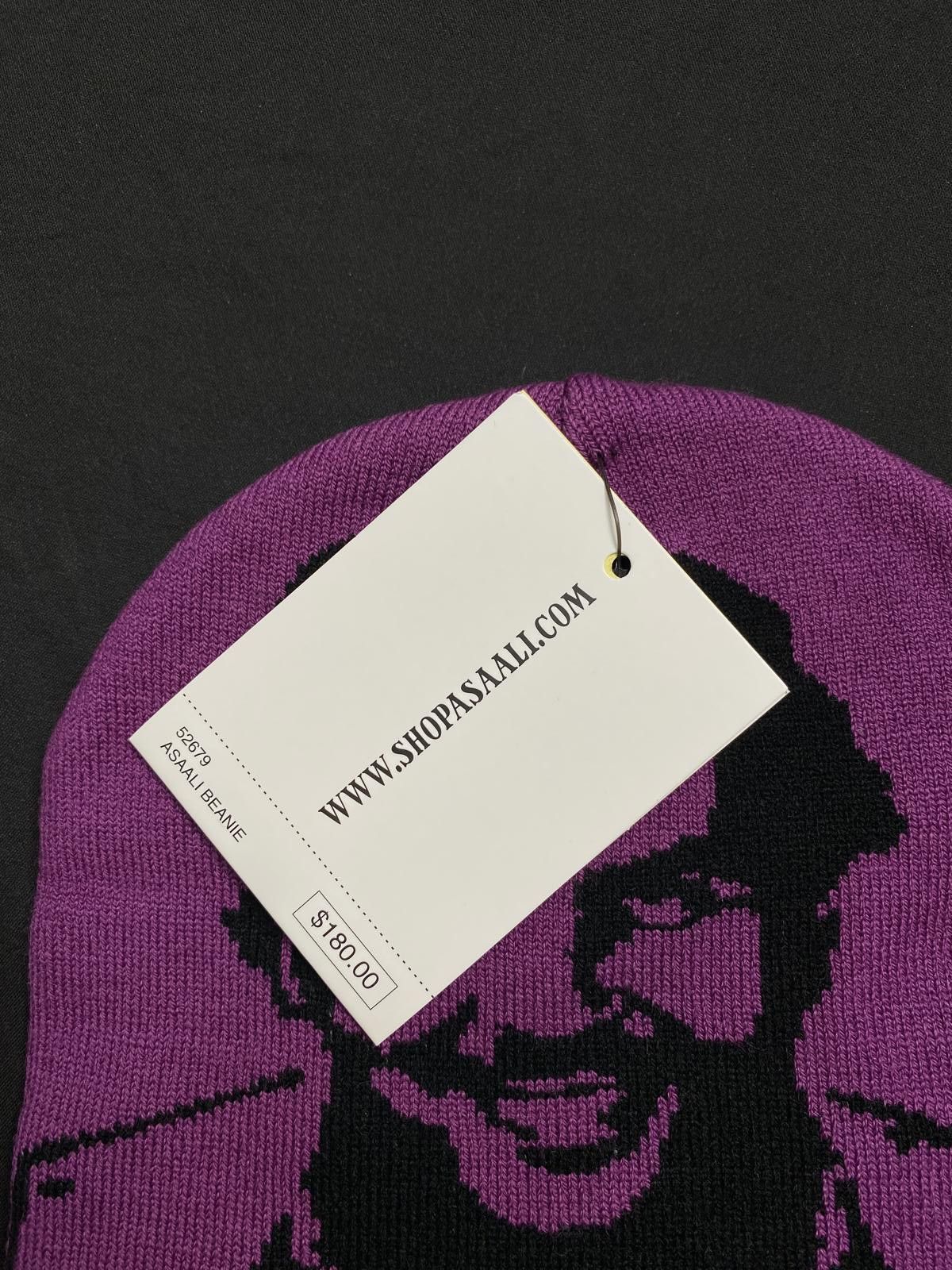 Asaali Rare Asaali Cartel Skully No Cuff Knit Purple Beanie Hats OS Size ONE SIZE - 8 Thumbnail
