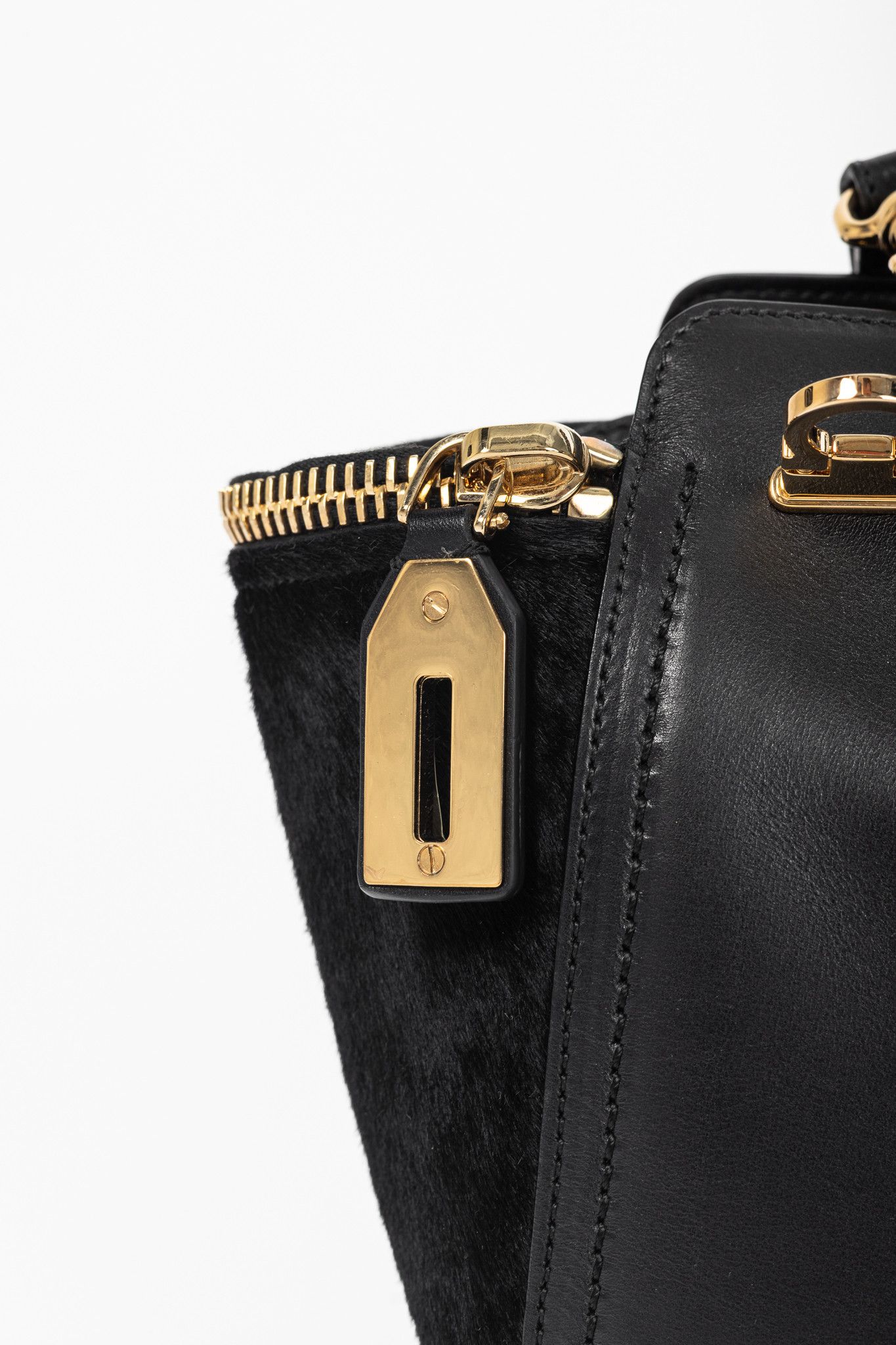 Salvatore Ferragamo Salvatore Ferragamo Gancini Black Leather & Calf Hair Tote Size ONE SIZE - 11 Thumbnail