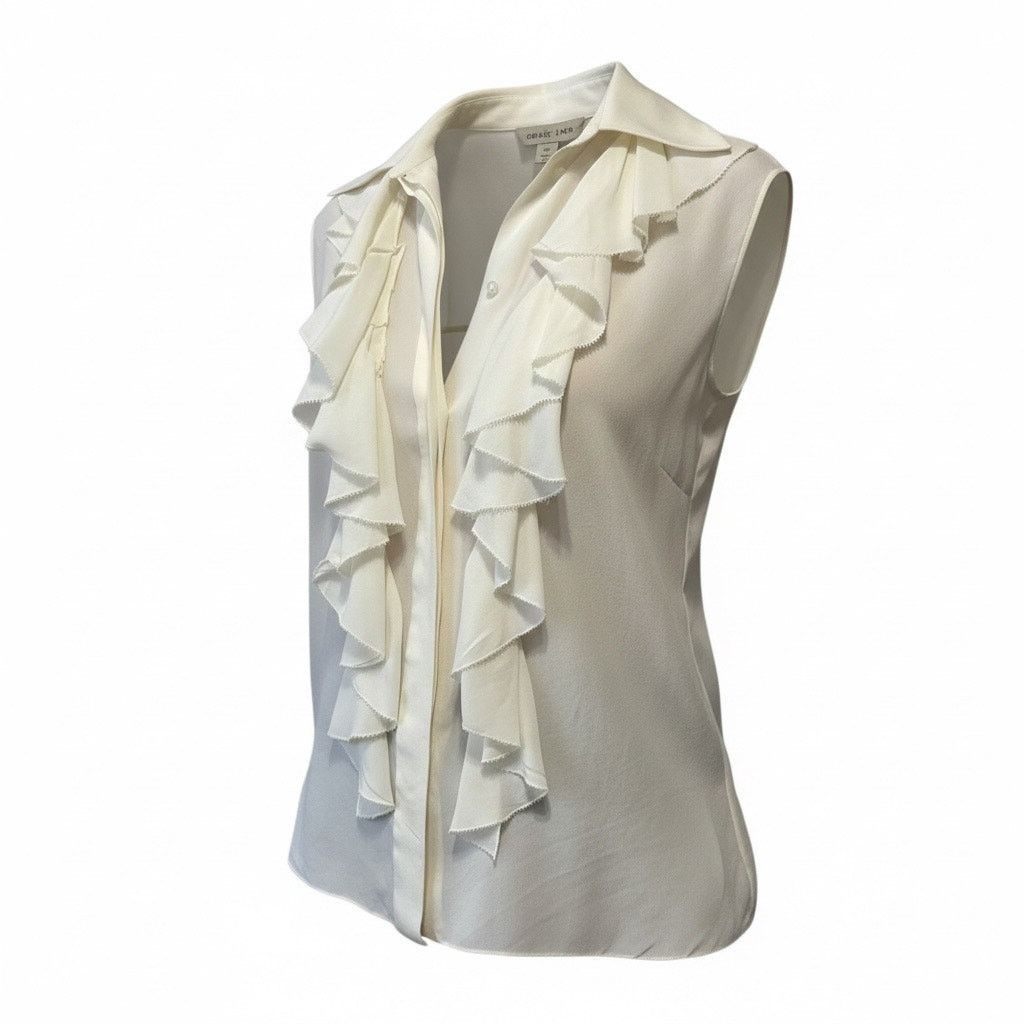 Chloe '15 Romantic Ruffle Silk Blouse in Milk FR 36 Sleeveless Size XS / US 0-2 / IT 36-38 - 14 Thumbnail