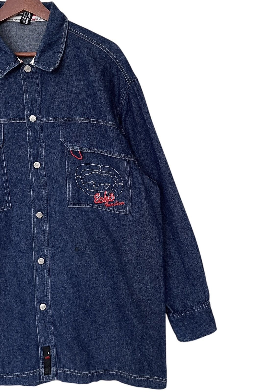 Ecko Unltd. × Vintage Vintage Brand Ecko Hip Hop Baggy Denim Shirt 2000s Size US L / EU 52-54 / 3 - 4 Thumbnail