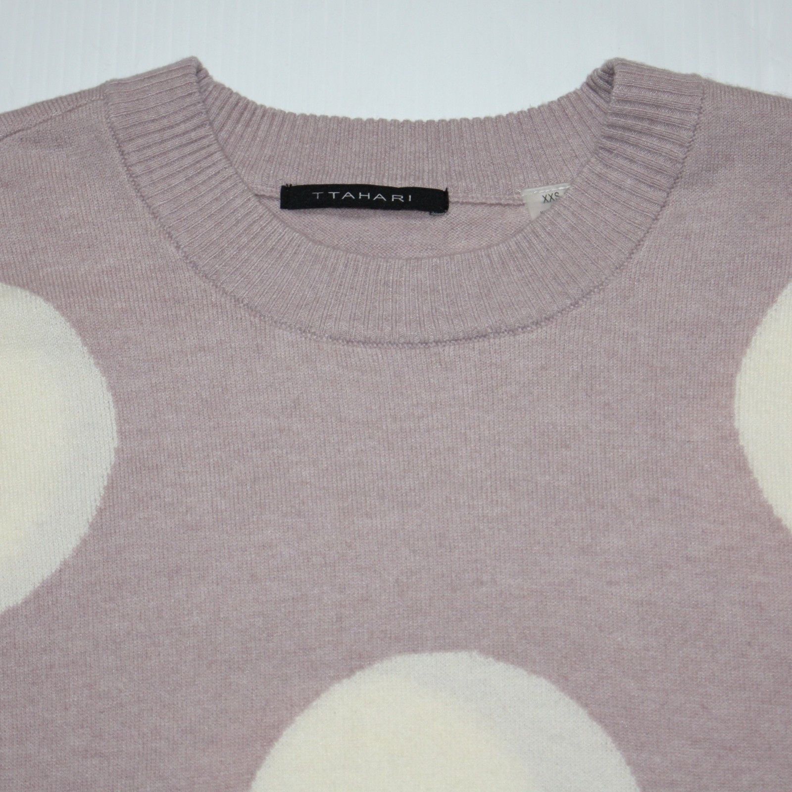 Elie Tahari T Tahari Long Sleeve Crewneck Pullover Blush with Polka Dots Size XXS / US 00 / IT 34 - 4 Thumbnail