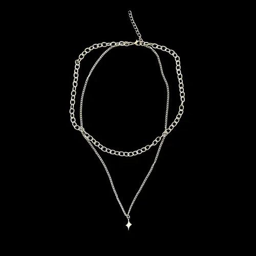 VIBE Star Chain Necklace Punk Gothic Chrome Rock Size ONE SIZE - 7 Thumbnail