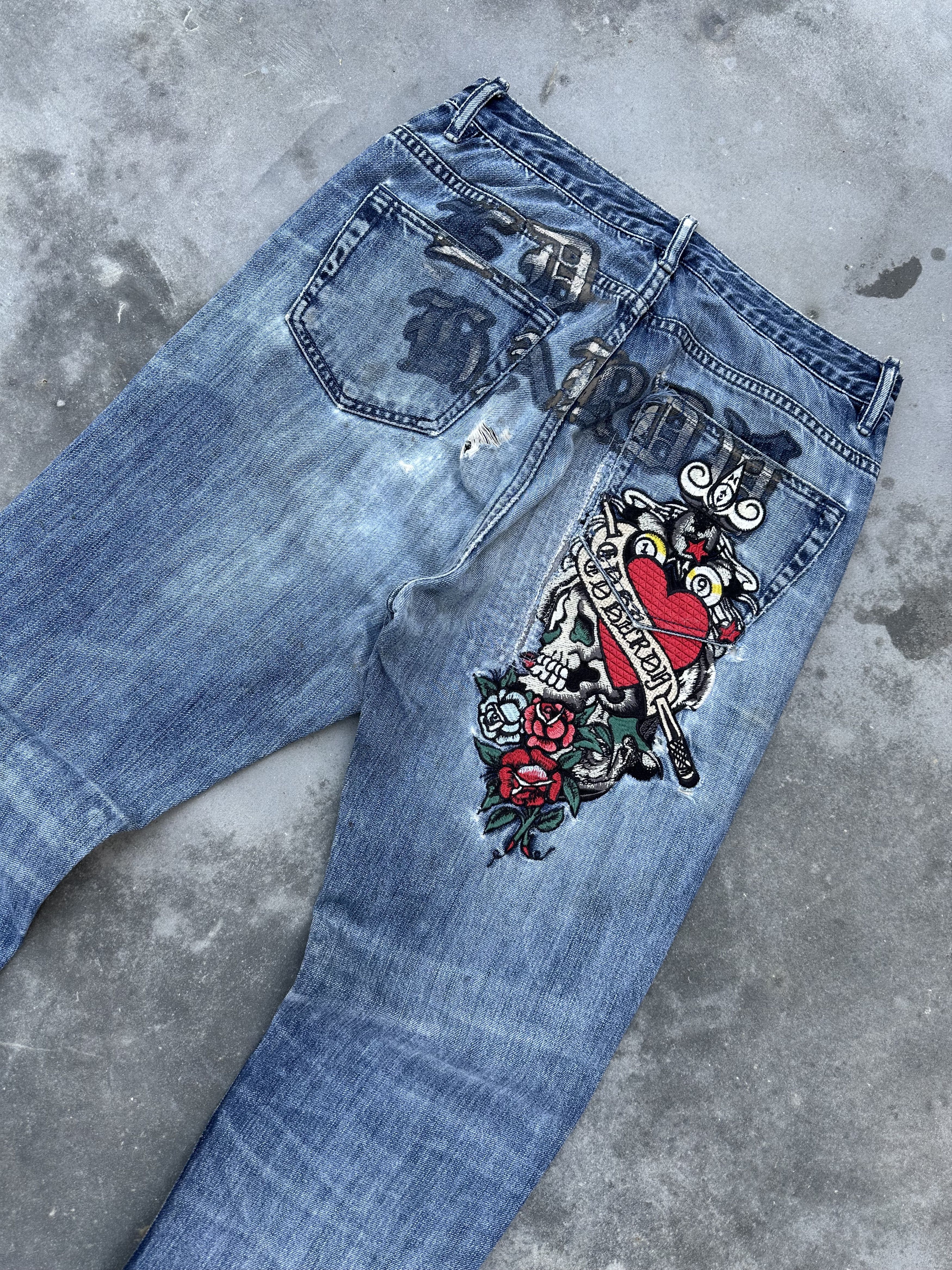 Ed Hardy Vintage Ed hardy skull embroidery jeans Size US 30 / EU 46 - 3 Thumbnail