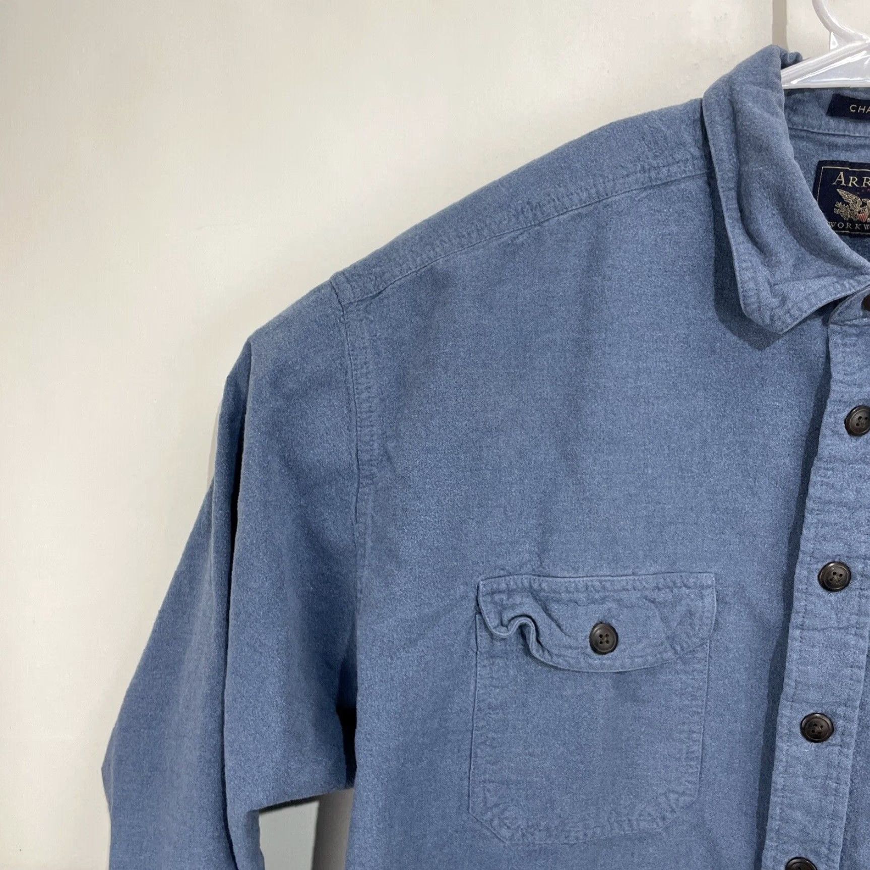 Arrow VINTAGE Arrow Workwear Camp Shirt XL BLUE Button-Down Collared Long Sleeve Men Casual Workwear Size US XL / EU 56 / 4 - 5 Thumbnail