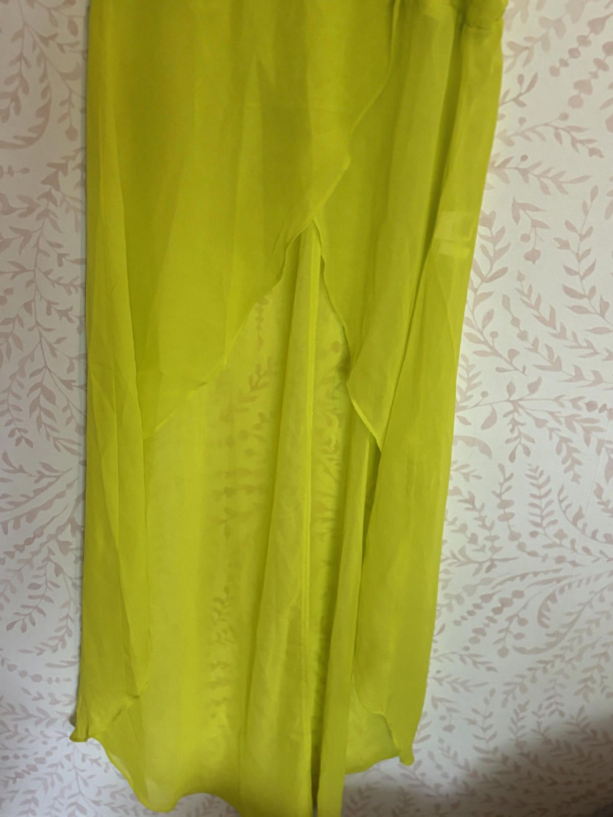 Designer NWT Vibrant Neon Yellow Sheer Maxi Halter Top Size S / US 4 / IT 40 - 2 Thumbnail