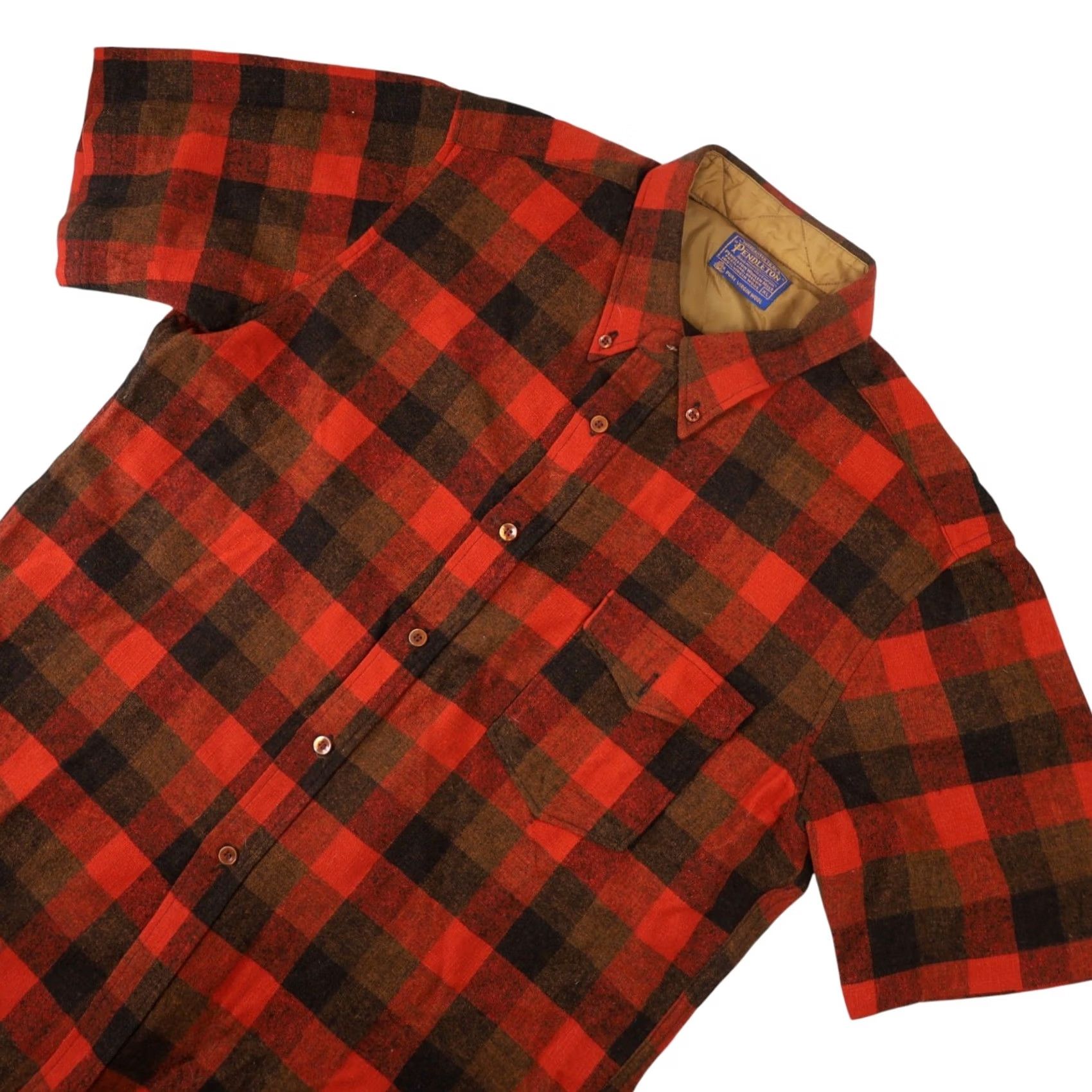 Pendleton VINTAGE Pendleton Shirt Mens XL Red Short Sleeve Button Up %100 Wool Size US XL / EU 56 / 4 - 2 Thumbnail