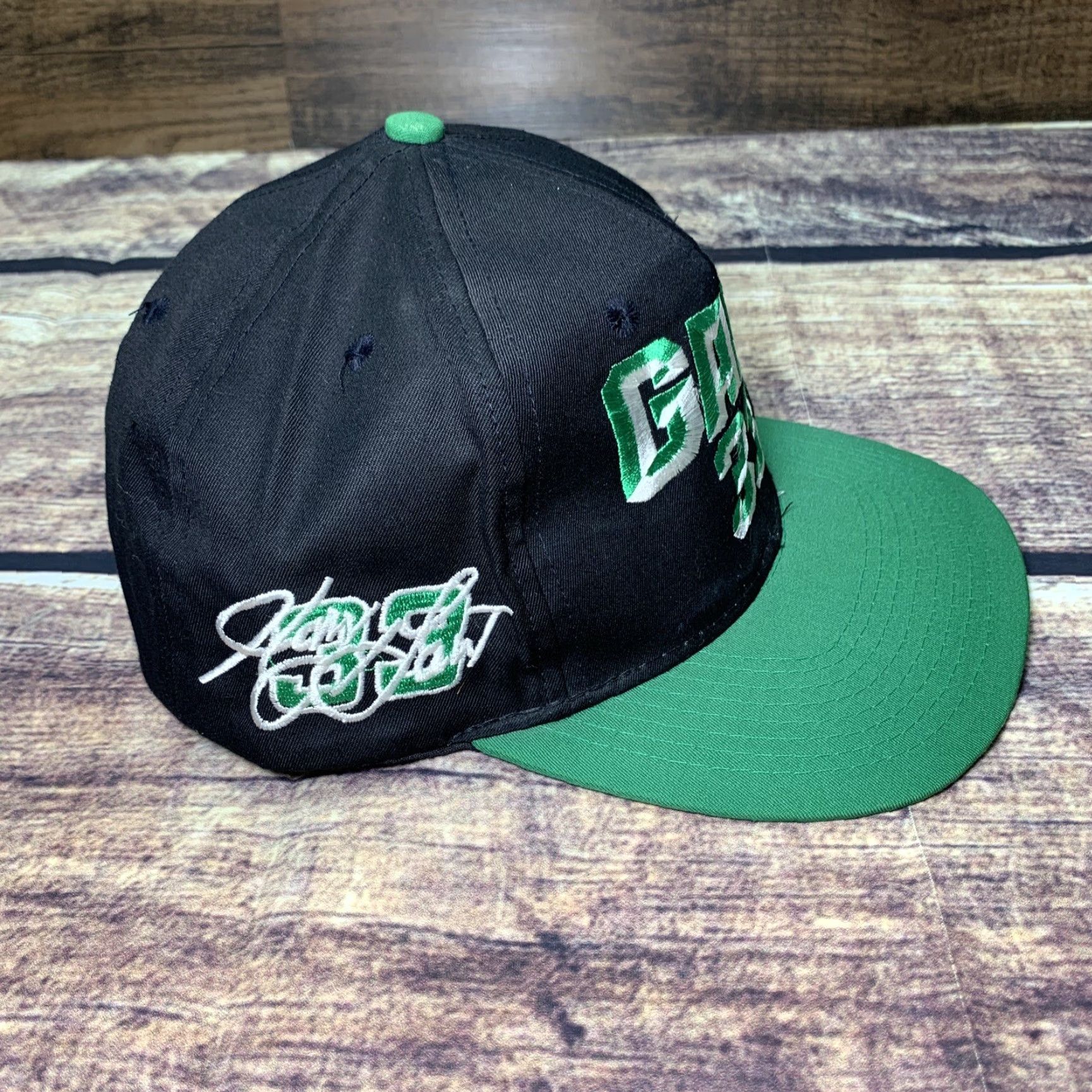 Vintage VINTAGE Handsome Harry Gant #33 NASCAR Hat Baseball Cap Snap Back Mens One Size Adjustable Green Black Checkered Flag Sports Size ONE SIZE - 3 Thumbnail