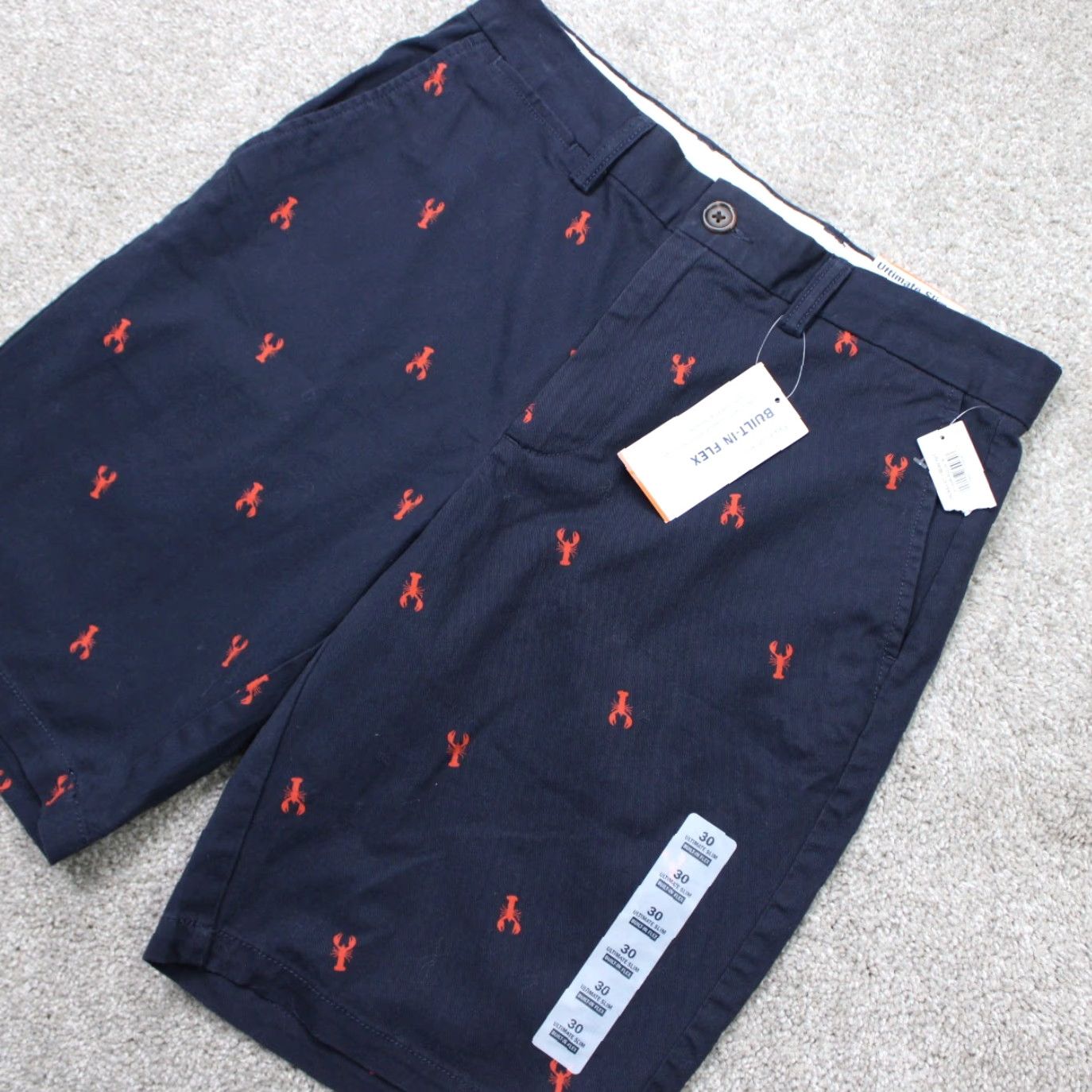 Old Navy Old Navy Slim Built in Flex AOP Shorts Mens 30 Blue w/ Red Lobsters Size US 30 / EU 46 - 3 Thumbnail