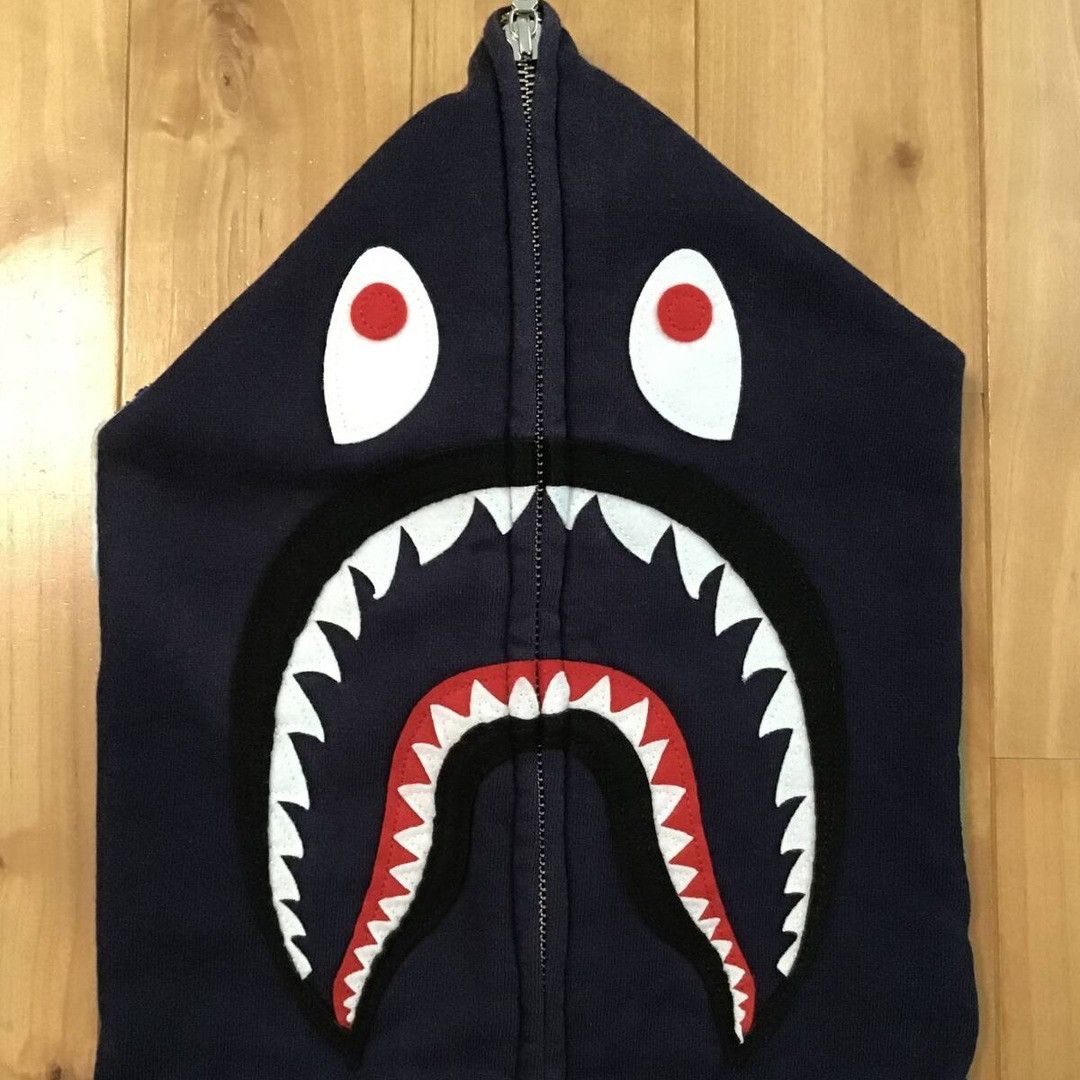 Bape BAPE WGM Shark Full Zip Hoodie Navy a bathing ape Size US L / EU 52-54 / 3 - 3 Thumbnail