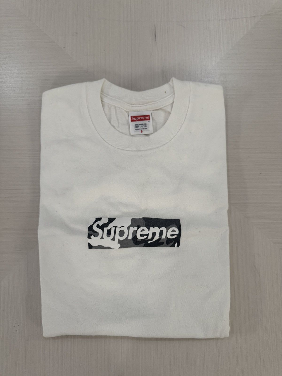 Supreme Miami Snow Camo Box Logo Tee White SZ S SS25 USED