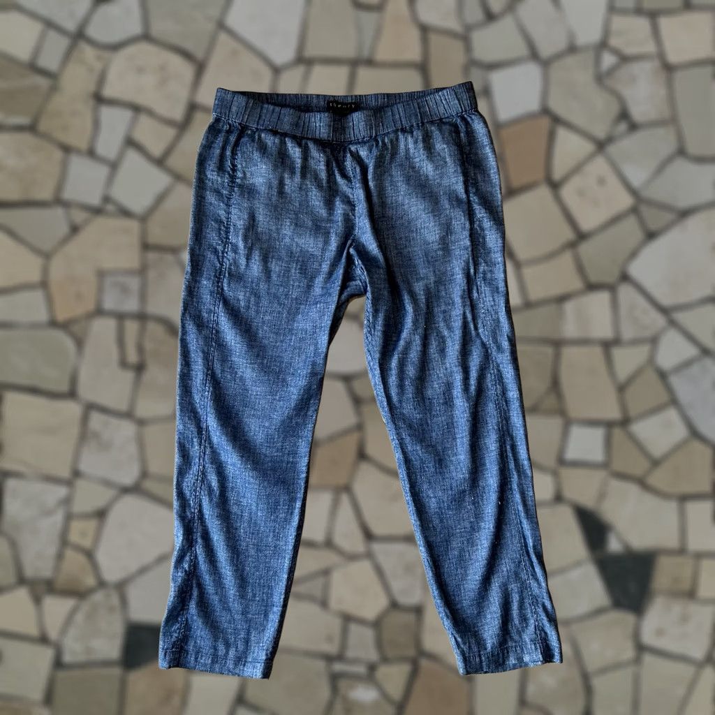 Theory Theory Blue Linen Blend Pants Women’s Large Regular Size L Ankle Stretch Logo Casual Pants Spring Summer Fall | Tapered Leg Women Size 36" / US 14 / IT 50 - 1 Thumbnail