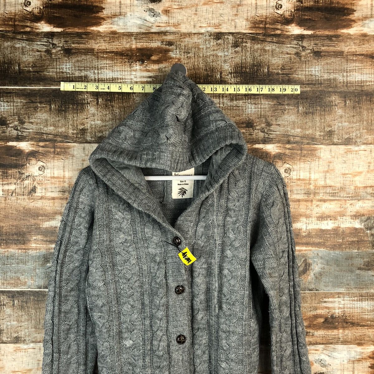 Japanese Brand Wave Zone Grey Cardigan Hoodie Knitwear #A1694 Size M / US 6-8 / IT 42-44 - 2 Thumbnail