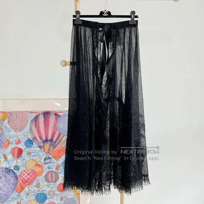 Dior Black lace mesh skirt