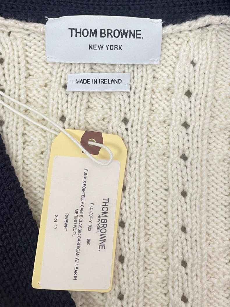 Thom Browne Thom Browne Red and white Tibetan blue color wool knit ope Size S / US 4 / IT 40 - 5 Thumbnail