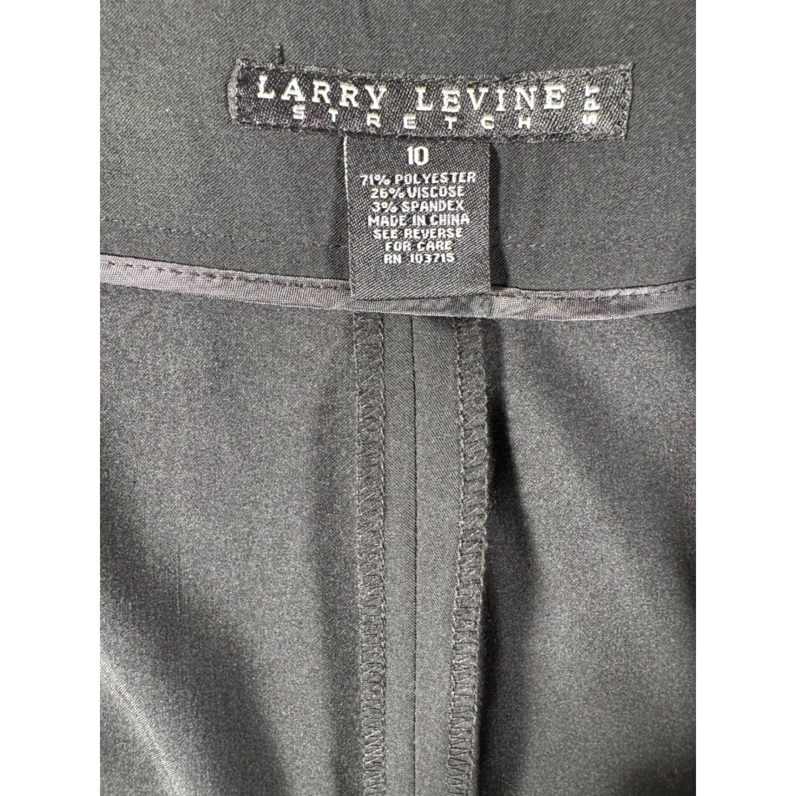 Vintage Larry Levine Skirt Midi Women 10 Black Office Stretch A-Line 90s Y2K Minimalist Business Casual Formal Workwear Mens? Girls? Wait. Size 32" / US 10 / IT 46 - 4 Thumbnail
