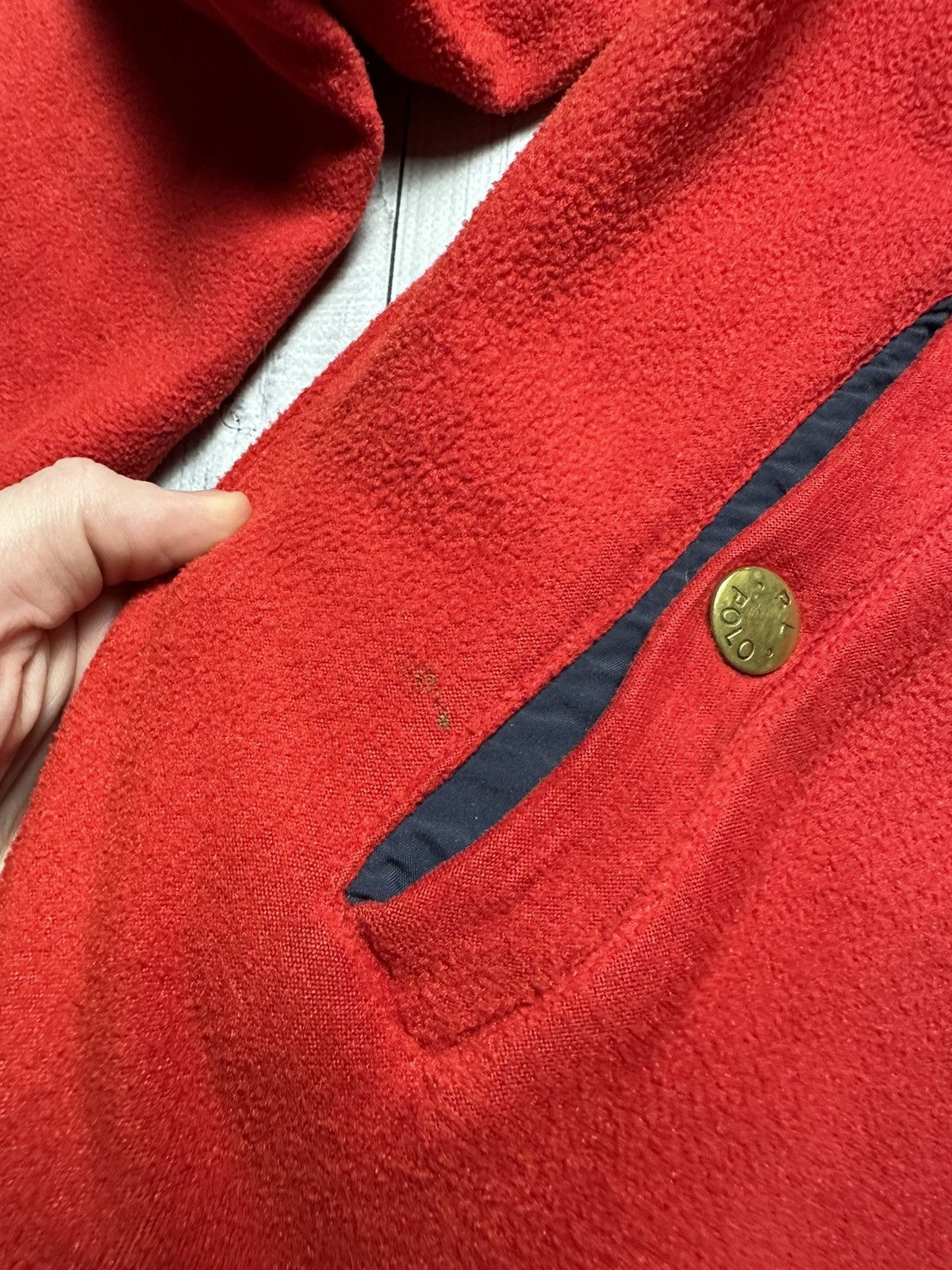 Vintage Vintage polo Ralph Lauren fleece jacket red rare size L Size US L / EU 52-54 / 3 - 6 Thumbnail