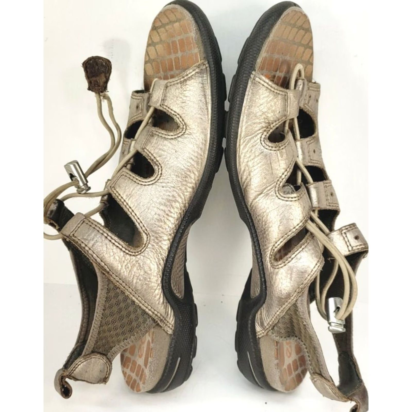Ecco VINTAGE Ecco Jab Toggle Metallic Rose Gold Sandals Women's 8-8.5 (39) Glass? Size US 8.5 / IT 38.5 - 7 Thumbnail