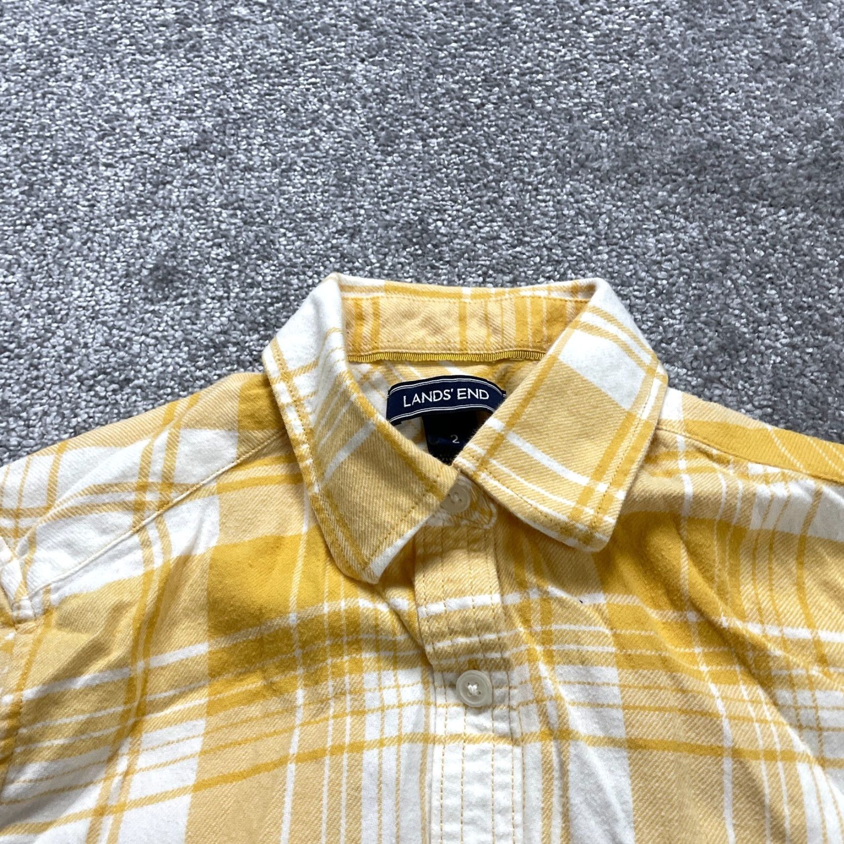 Lands' End VINTAGE Lands' End Women’s Button Down Shirt Casual Long Sleeve Plaid Cotton Fall Spring Summer Winter Size 2 Yellow White Size XS / US 0-2 / IT 36-38 - 3 Thumbnail