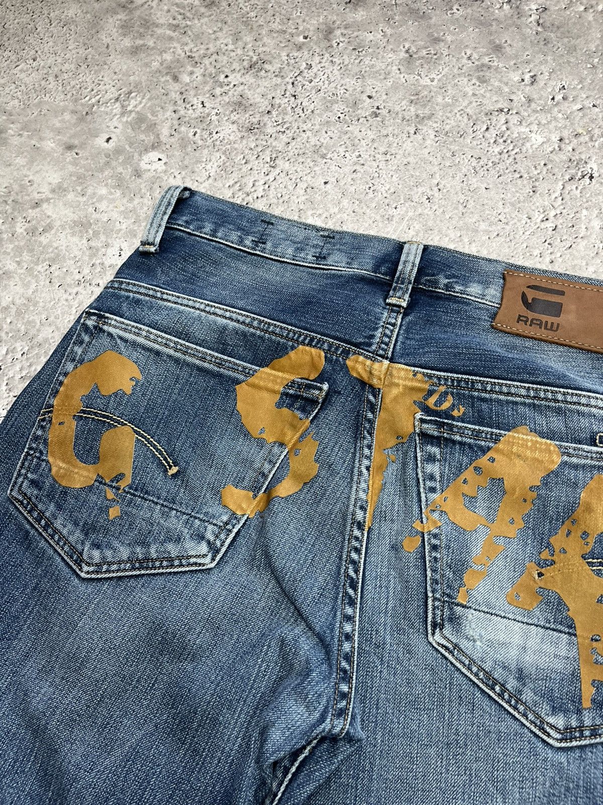 G-Star G-Star RAW Custom Big Logo Denim Jeans Distressed Blue Size US 29 - 7 Thumbnail