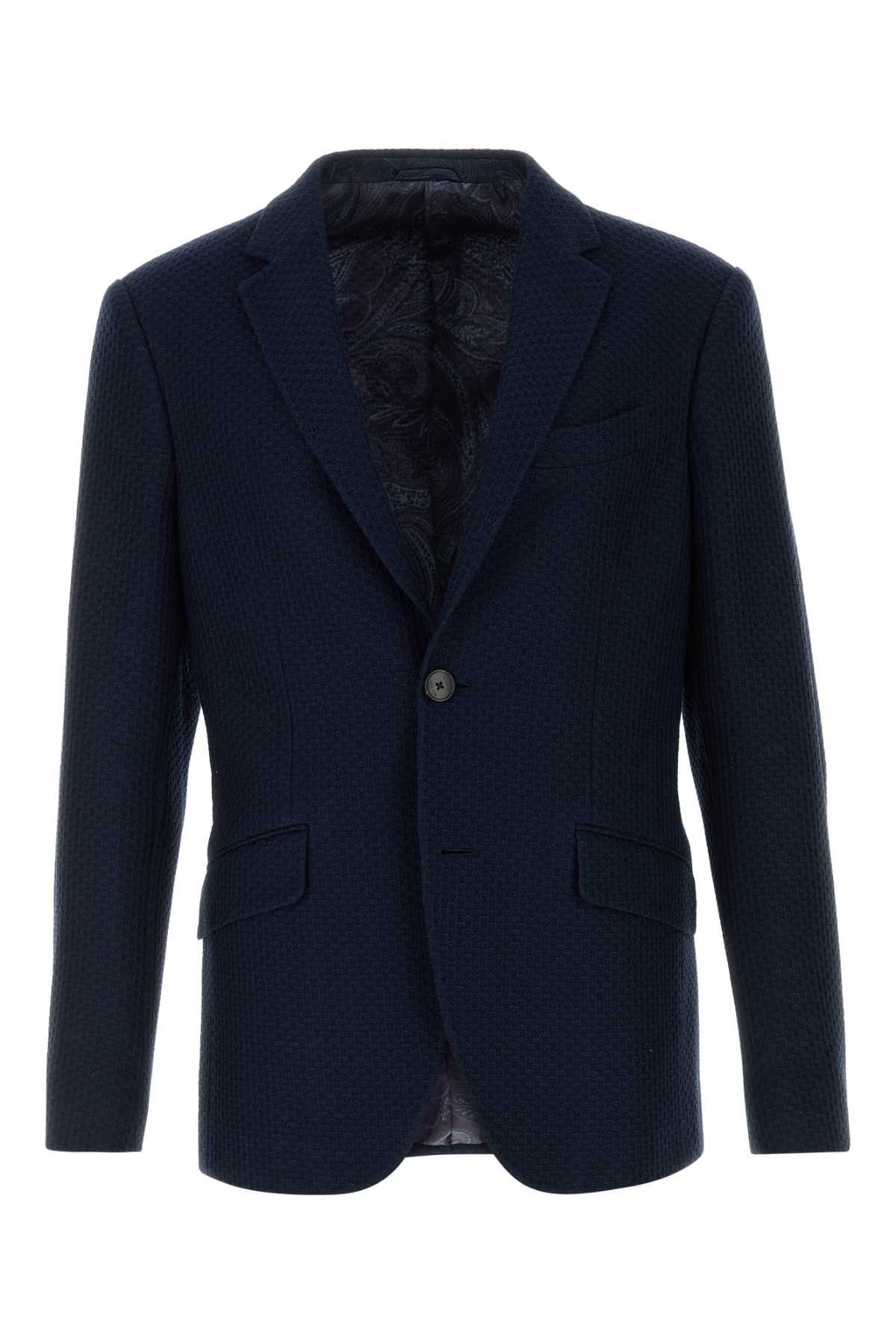 Etro Navy Blue Jersey Jacket Size US M / EU 48-50 / 2 - 1 Thumbnail