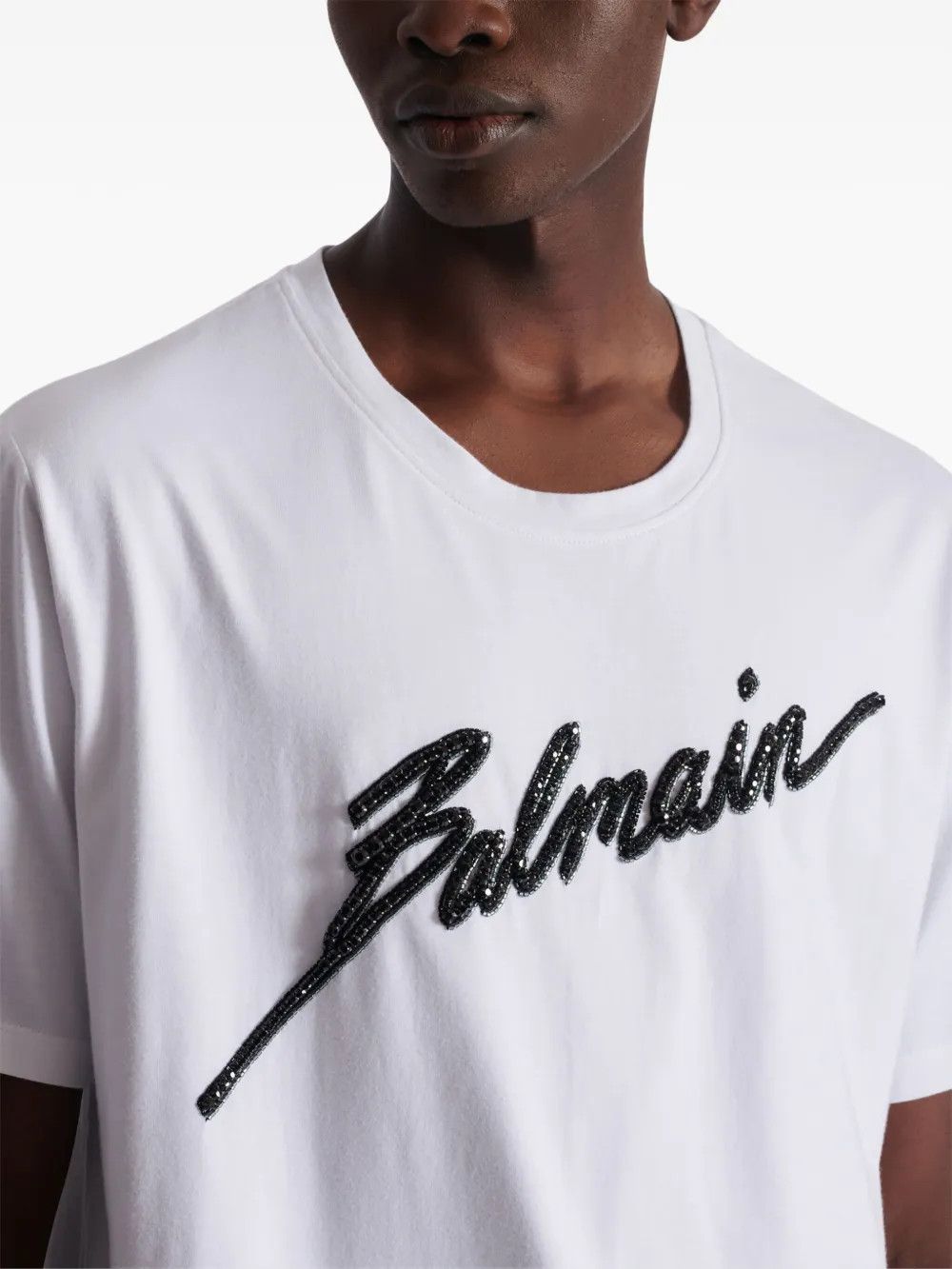 Balmain o1y0426 Logo Crewneck T-Shirt in White Size US M / EU 48-50 / 2 - 6 Thumbnail