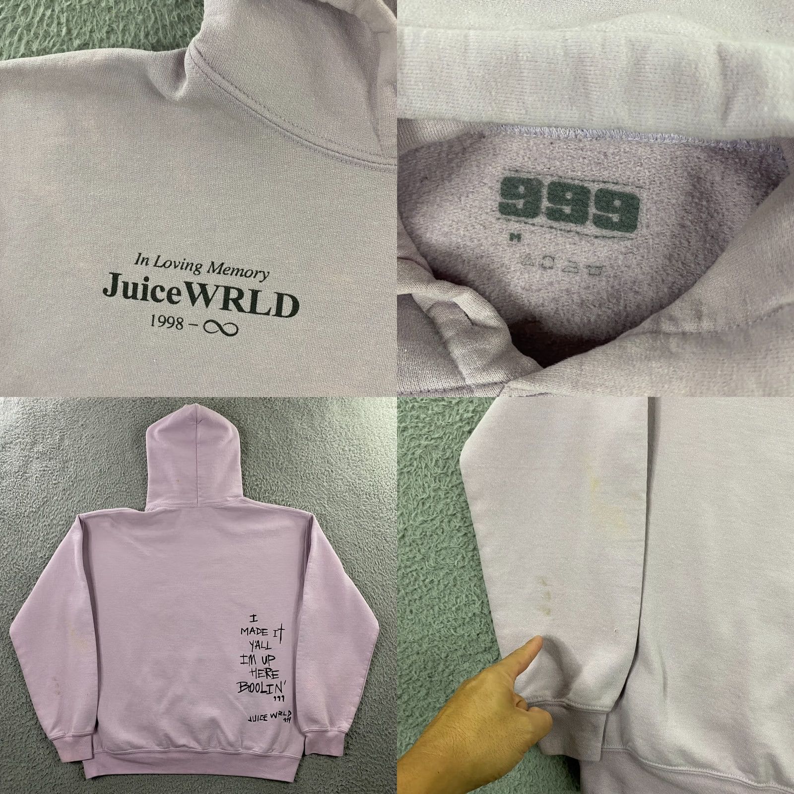 Vintage Juice WRLD Hoodie M Purple 999 Hooded Pocket Logo Purple Men Regular Fleece Cotton Blend Sweatshirt 1999 Sports Size US M / EU 48-50 / 2 - 8 Thumbnail