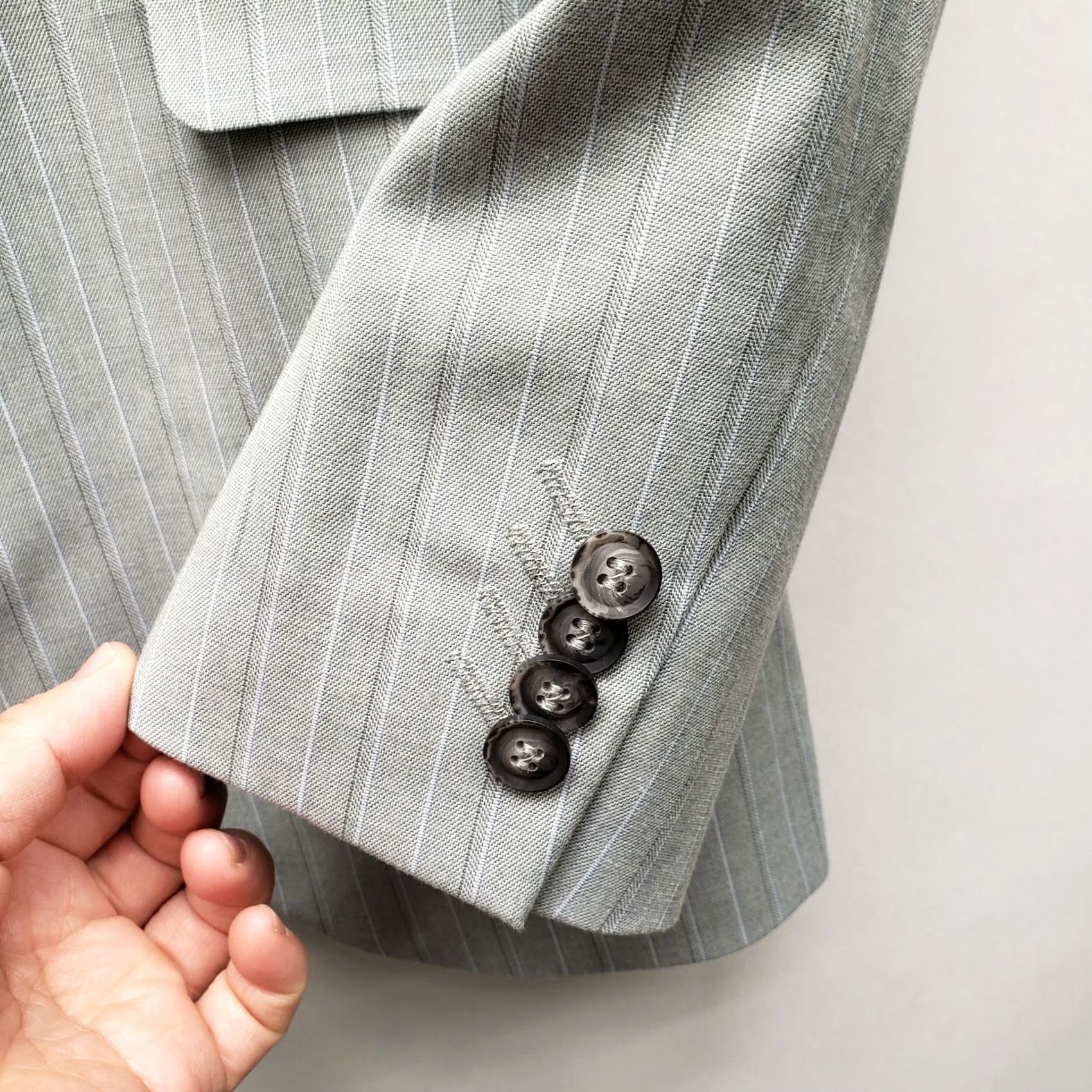 Topman Topman Grey Striped Blazer One Button Size 36R Regular Mens Jacket Blazer Coat Notch Lapel Slim Fit Vintage No Size 36R - 7 Thumbnail