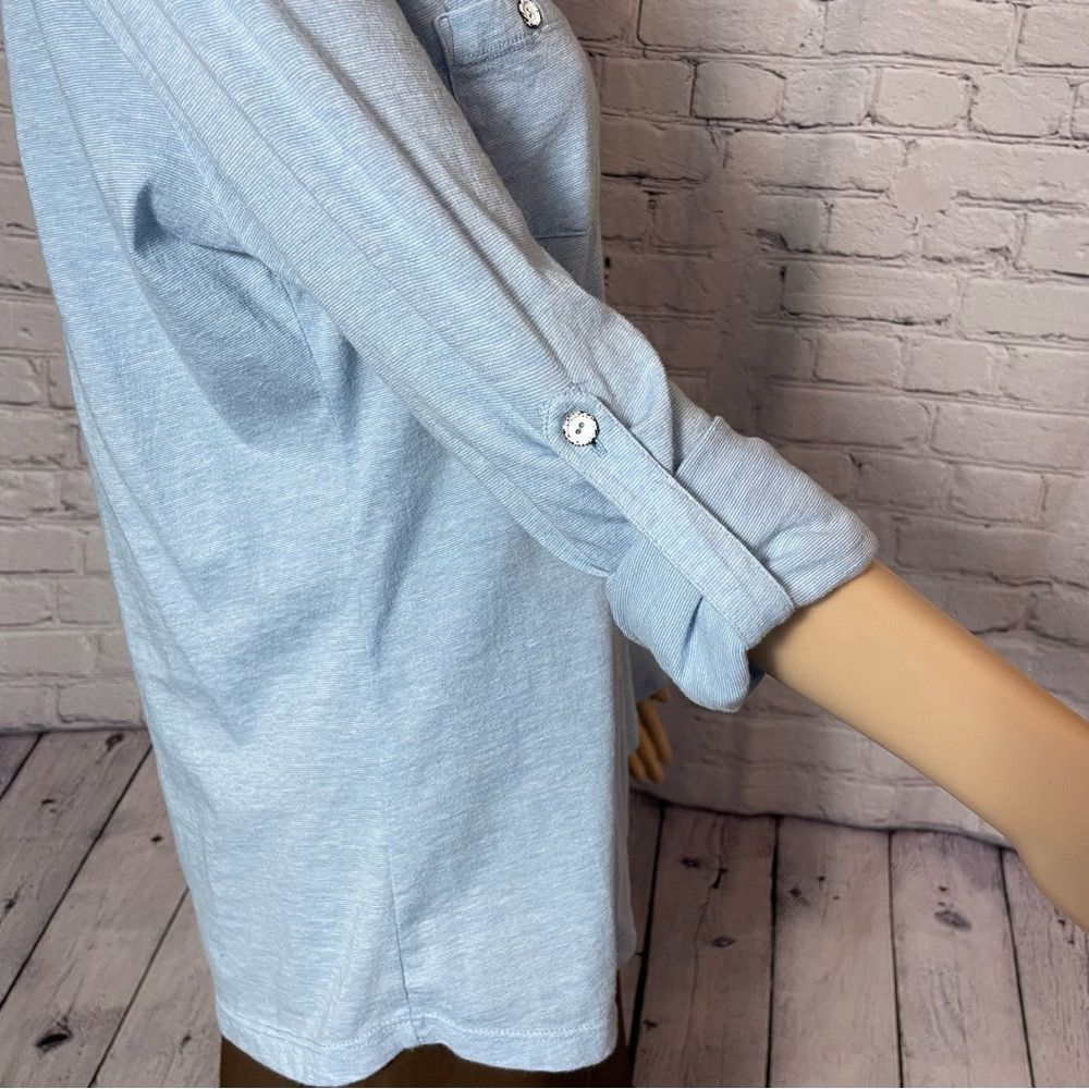 Other Attention Cotton Jersey Blue Long Sleeve Button Shirt Size Size L / US 10 / IT 46 - 3 Thumbnail