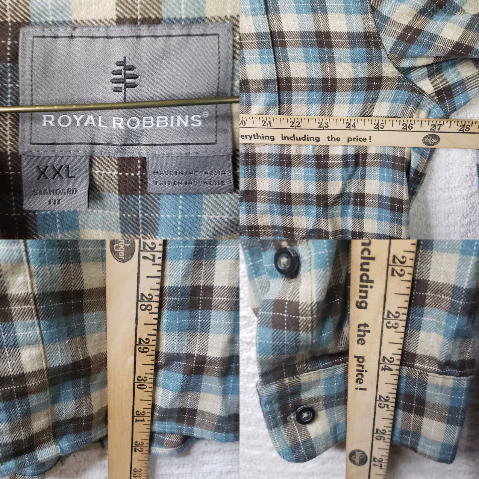 Royal Robbins Royal Robbins Flannel Shirt Mens XXL Blue Green Plaid Button Up Long Sleeve Classic Outdoor Designer Size US XXL / EU 58 / 5 - 8 Thumbnail