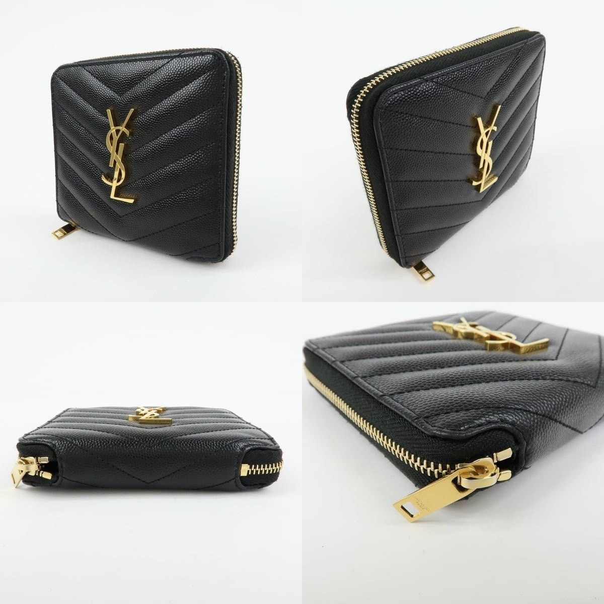 Saint Laurent Paris Saint Laurent Monogram Compact Wallet Calfskin Black Size ONE SIZE - 3 Thumbnail