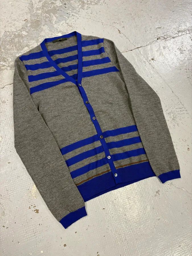 Gucci 2000s Gucci Grey & Blue Striped Minimalist Cardigan Size US S / EU 44-46 / 1 - 2 Thumbnail