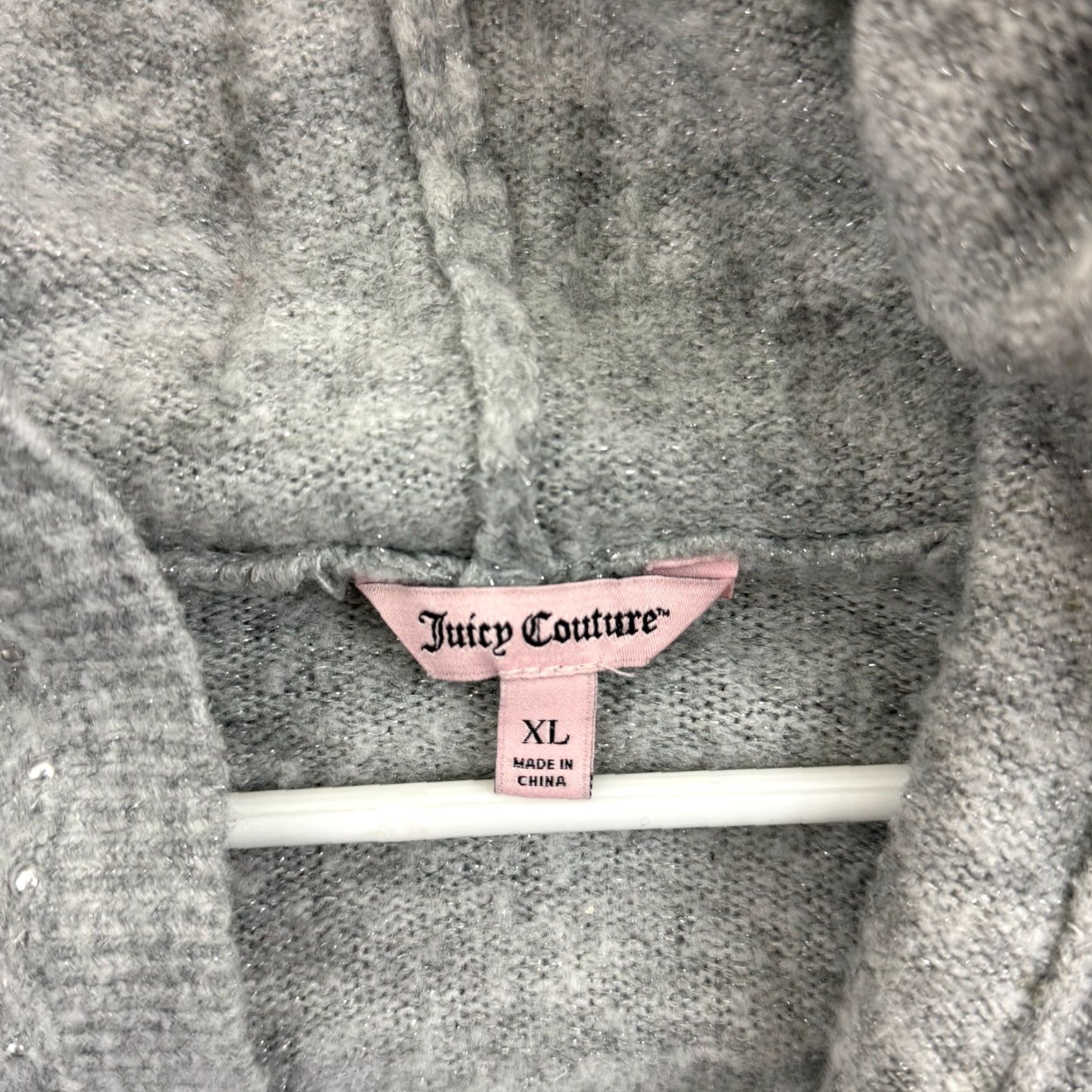 Juicy Couture Juicy Couture Open Sweater Cardigan Hoodie Women XL Gray Long Sleeve Lightweight Knit Zip Crew Neck"} Size XL / US 12-14 / IT 48-50 - 5 Thumbnail