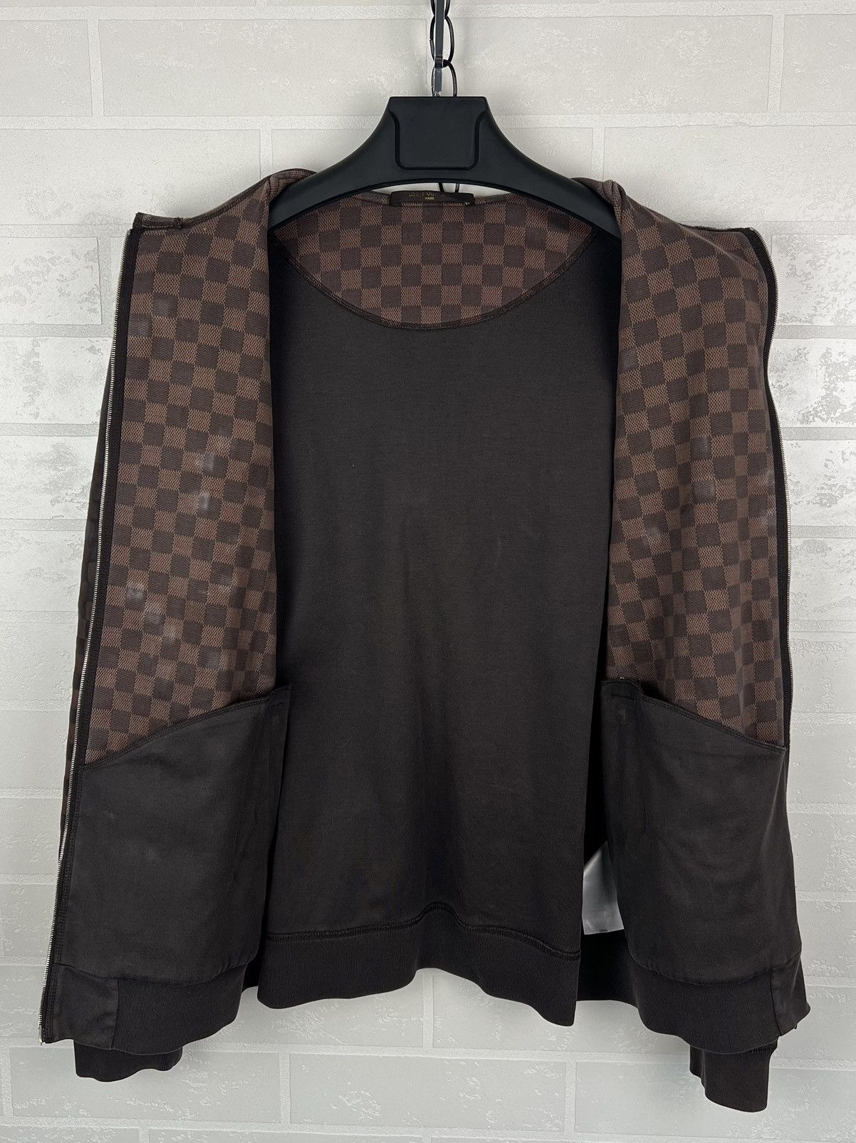 Louis Vuitton LOUIS VUITTON Zip Hoodie CUSTOM Damier Print LV Logo Brown Size US L / EU 52-54 / 3 - 9 Thumbnail