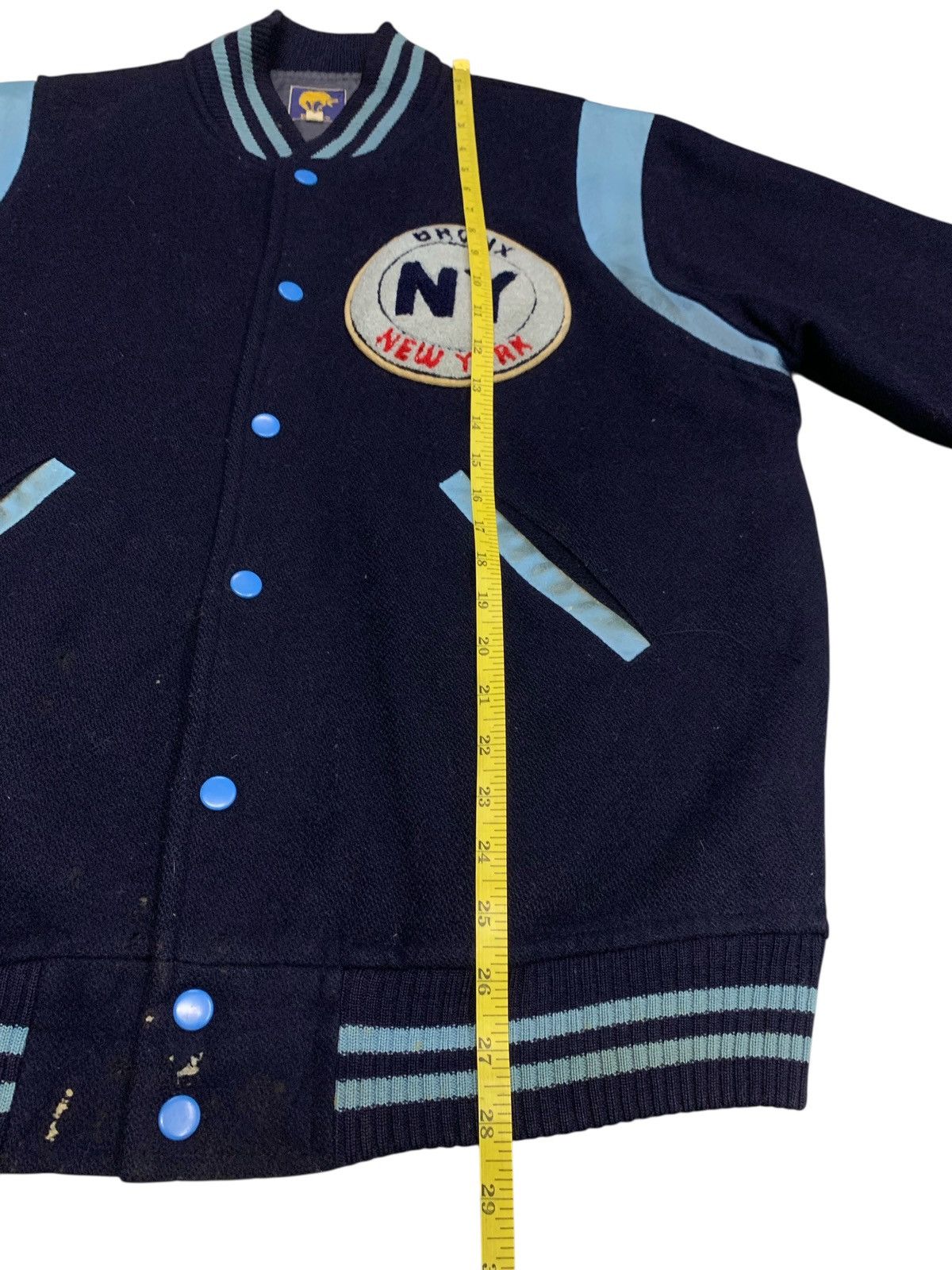 Leather × Vintage Vintage 90's Bronco New York Varsity Jacket Size US L / EU 52-54 / 3 - 12 Thumbnail