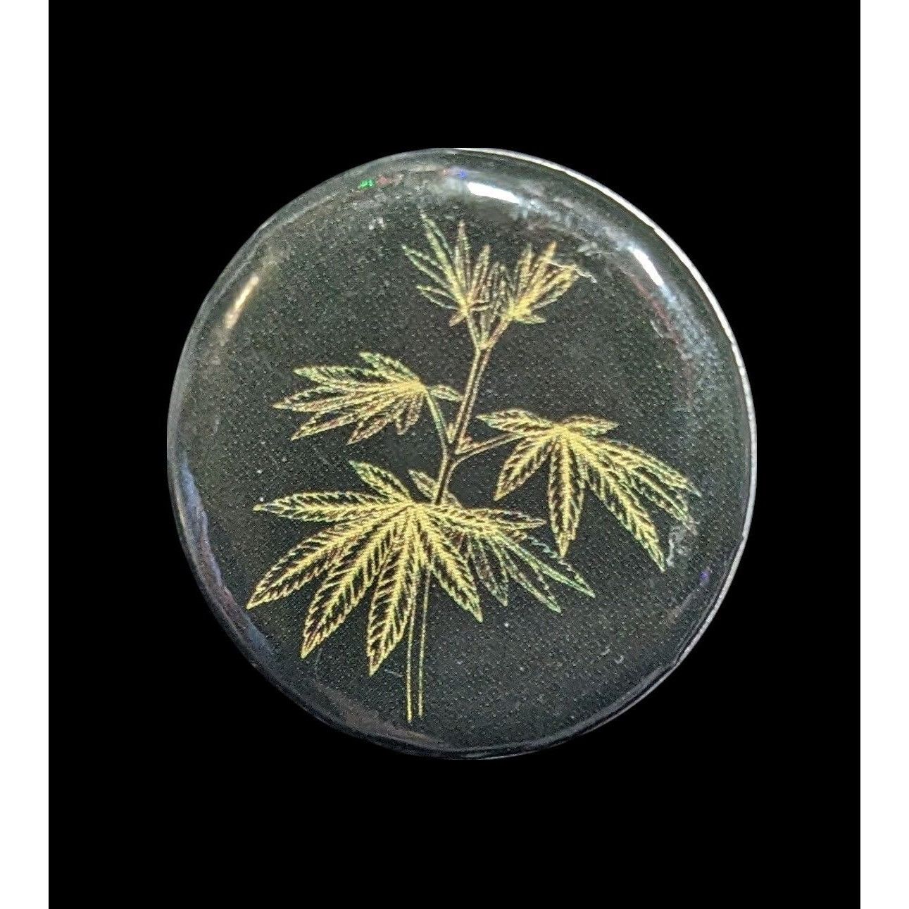 Other Casual Black Pin/Button With Cannabis Leaf Print Size ONE SIZE - 1 Thumbnail