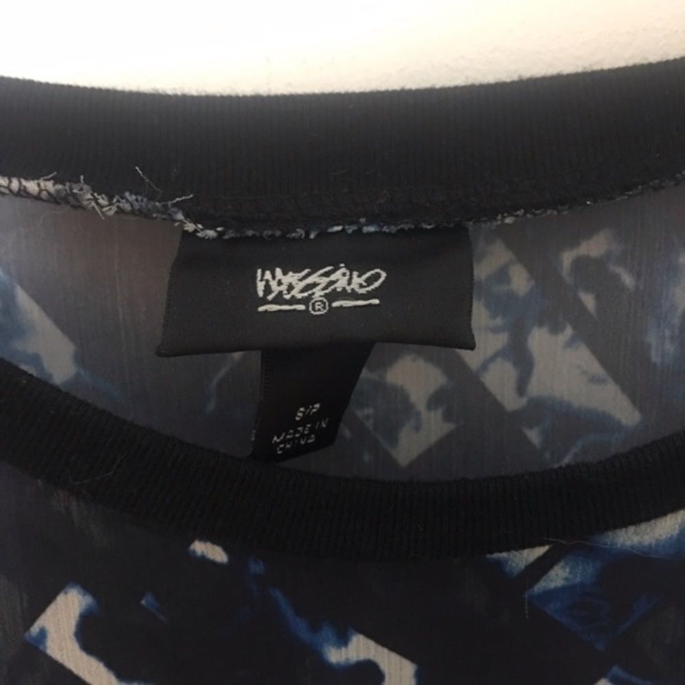 Mossimo Mossimo Sheer Abstract Print Blouse | Size S | Blue Black Li Size S / US 4 / IT 40 - 3 Thumbnail