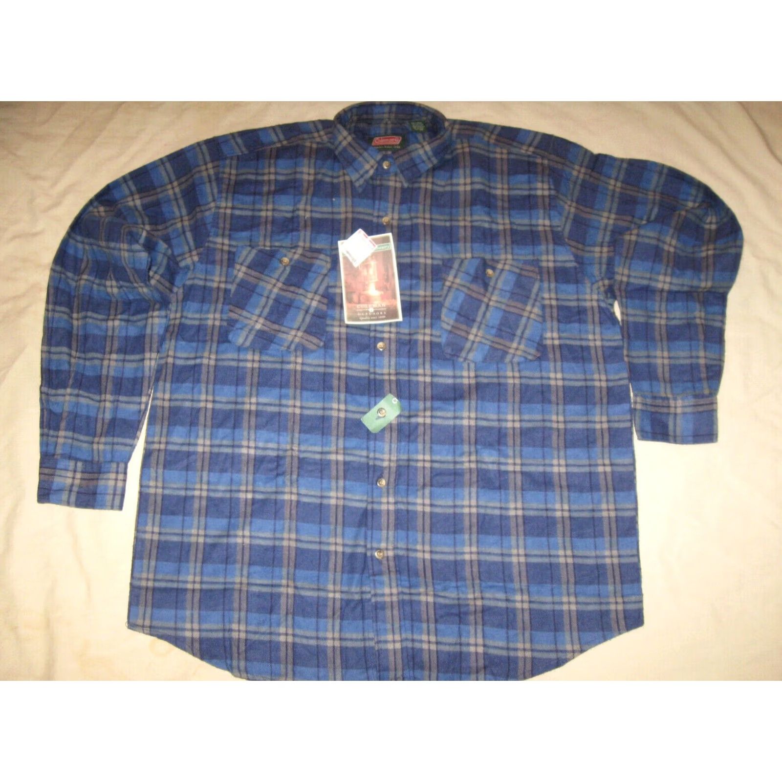 Vintage Coleman Outdoors Flannel Shirt Vintage Large Blue Plaid Button-Down Casual Mens Size US L / EU 52-54 / 3 - 2 Thumbnail