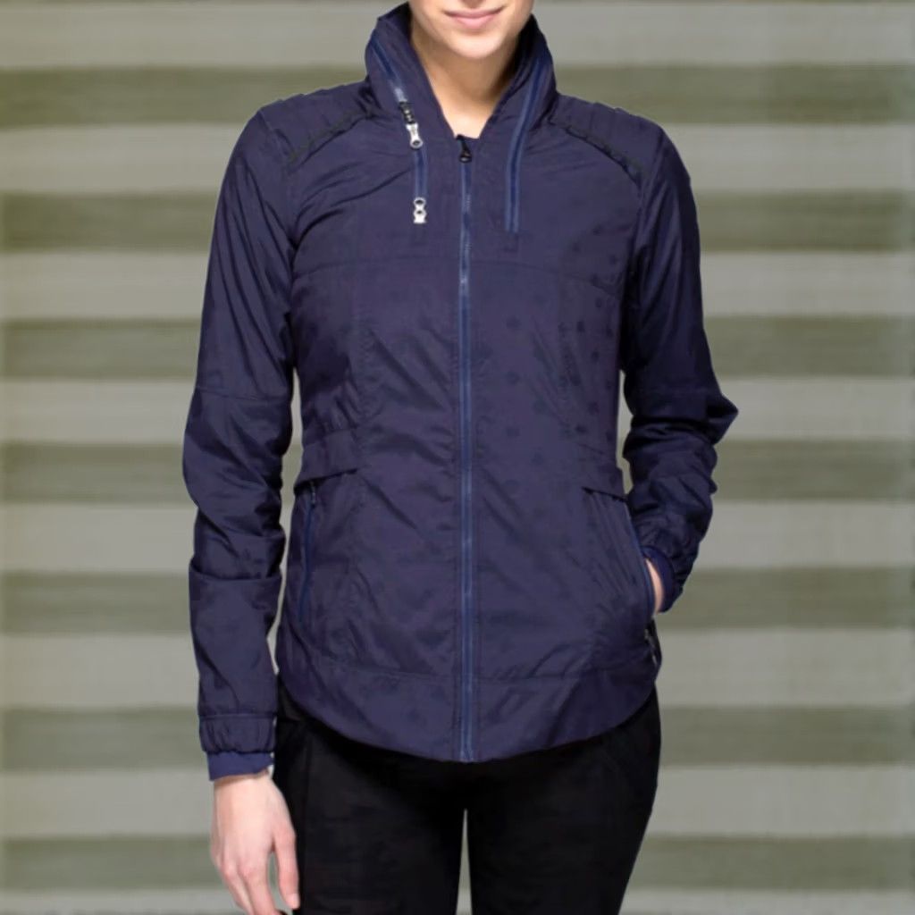 Lululemon VINTAGE Lululemon Spring Forward Jacket Women’s Stripe Dot Cadet Blue Sz 6 Size M / US 6-8 / IT 42-44 - 1 Thumbnail