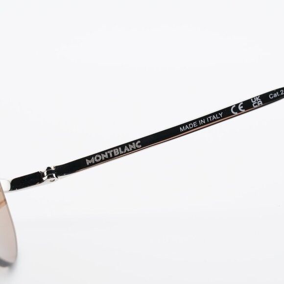 Montblanc Montblanc MB0303S 003 Sunglasses Silver Square Frame, Brown Size ONE SIZE - 7 Thumbnail