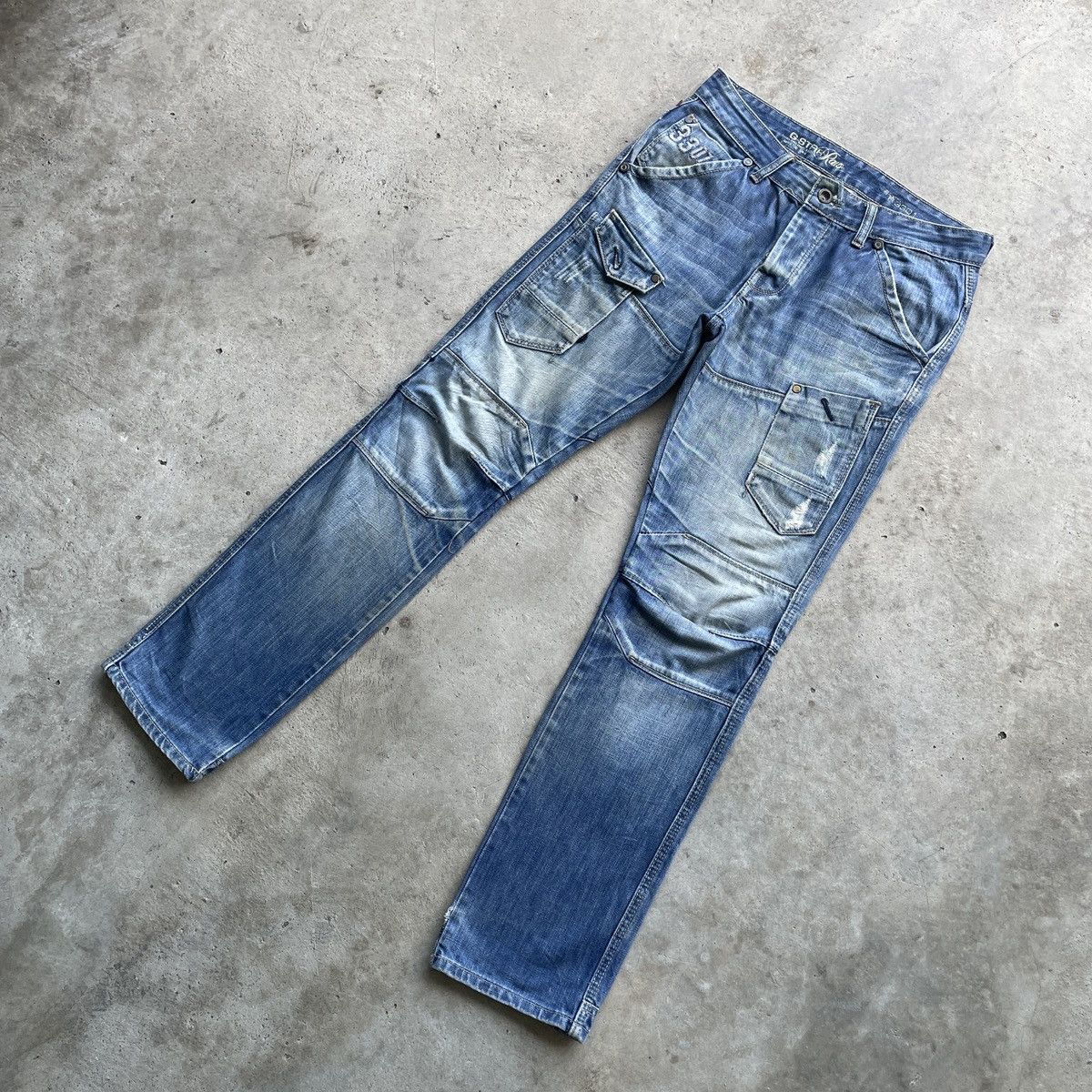 G-Star Rare🔥Vintage G-Star Raw Double Knee Denim Jeans Pants Faded Size US 32 / EU 48 - 3 Thumbnail