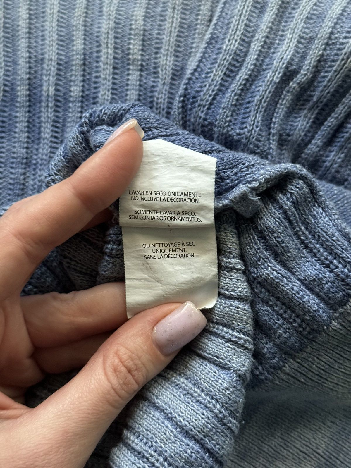 Armani × Armani Exchange × Vintage Armani Exchange Y2K washed graphite blue ribbed sweater Size US M / EU 48-50 / 2 - 6 Thumbnail