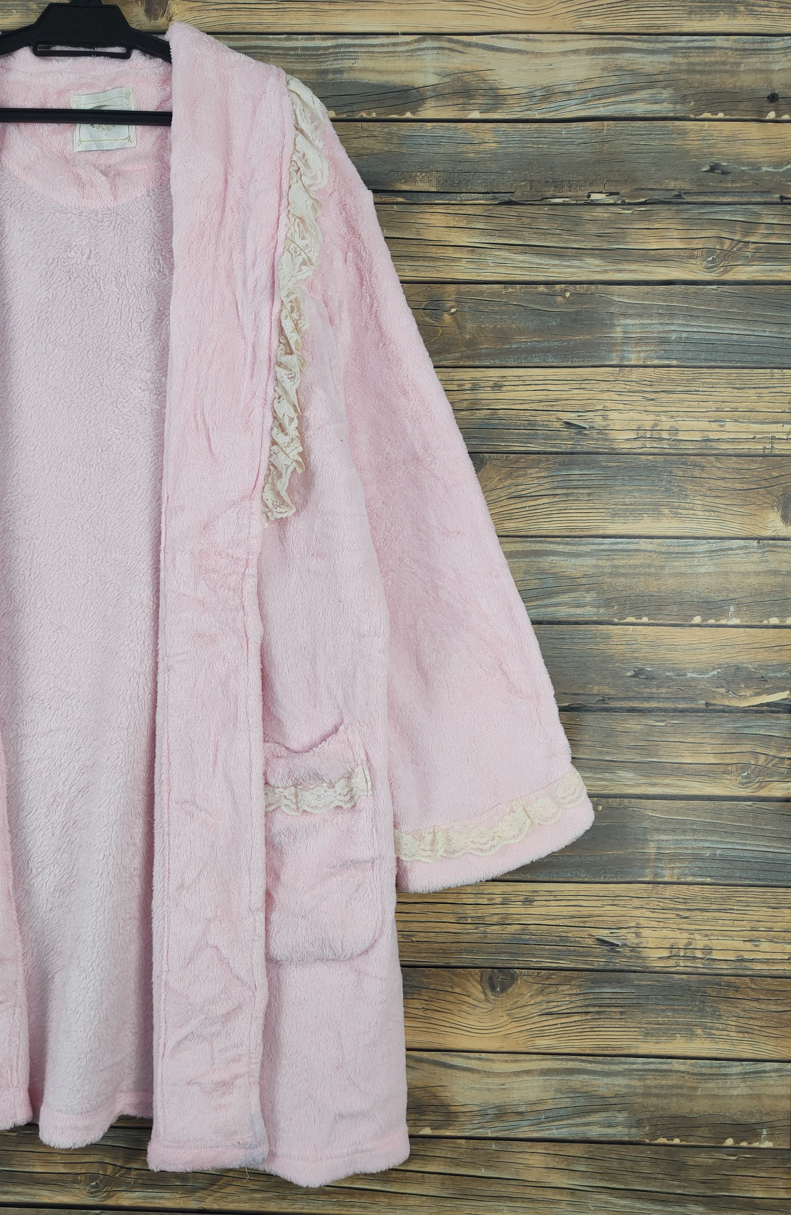 Aran Isles Knitwear × Japanese Brand × Vintage Sweet Rouge Pink Fur Mohair Bathrobe Size L / US 10 / IT 46 - 6 Thumbnail