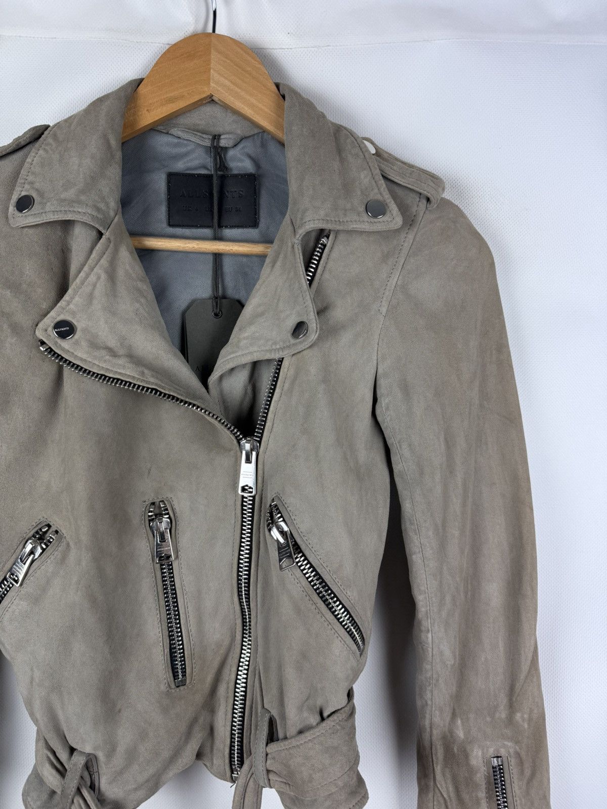 Allsaints Allsaints Suede Balfern Biker Ladies Belted Jacket Size XS / US 0-2 / IT 36-38 - 3 Thumbnail