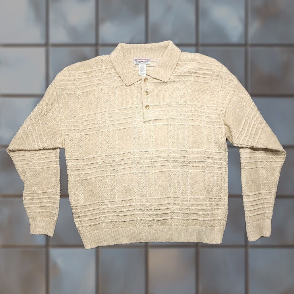 Vintage VINTAGE Boca Classics Shirt Mens XL Beige 3D Textured Long Sleeve Polo 2003 Y2K Mens XL Beige Polo Size US XL / EU 56 / 4 - 1 Thumbnail