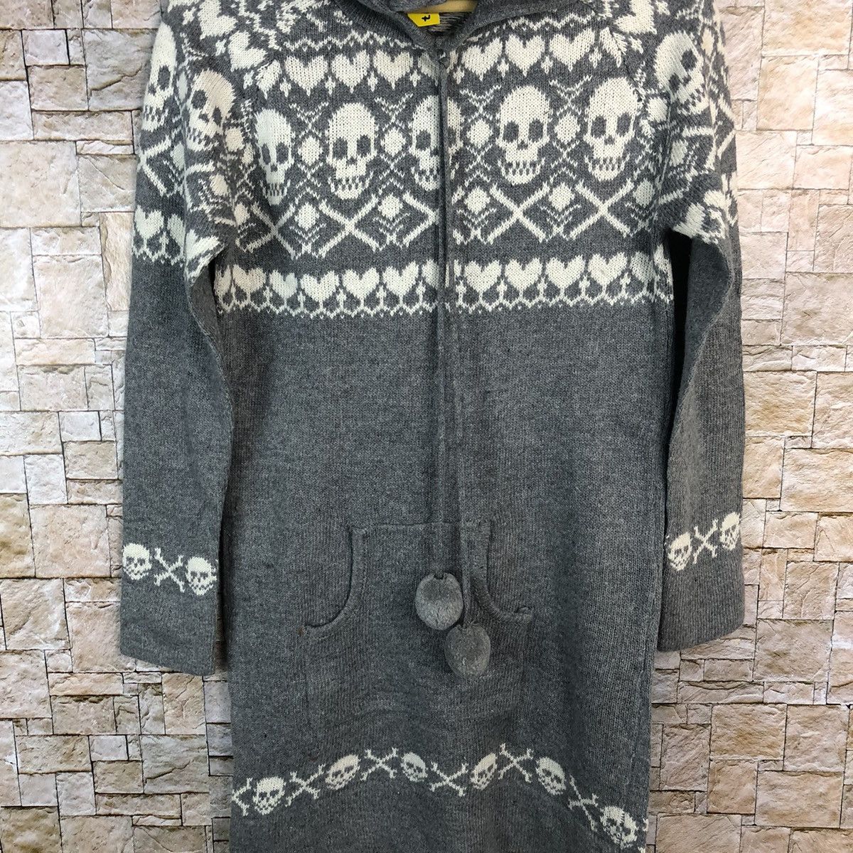 Japanese Brand S.I.D skull Grey Hoodie knitwear sweater #A518 Size S / US 4 / IT 40 - 6 Thumbnail