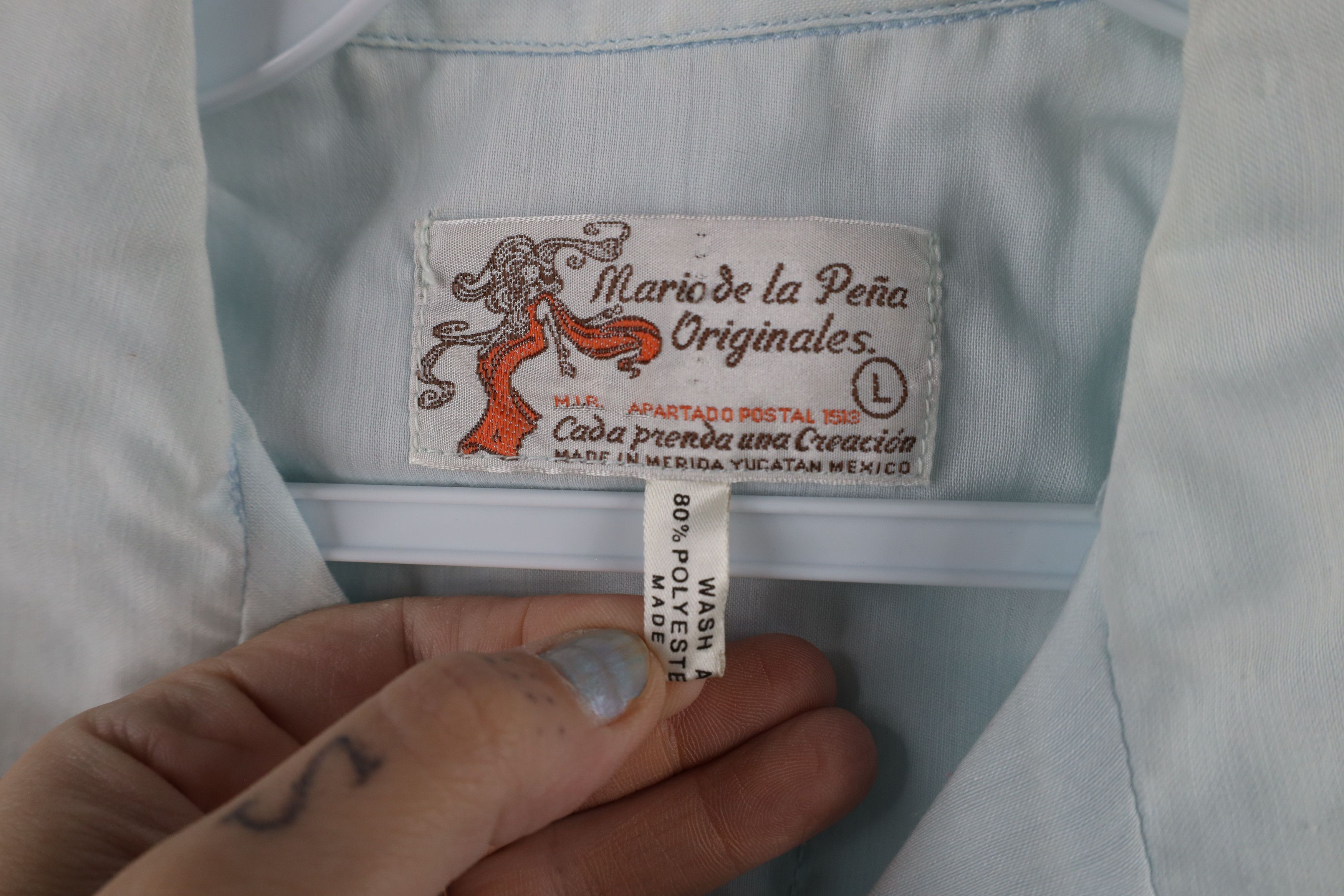 Vintage Vintage 50s 60s Guayabera Camp Collar Button Shirt Blue Size US L / EU 52-54 / 3 - 11 Thumbnail