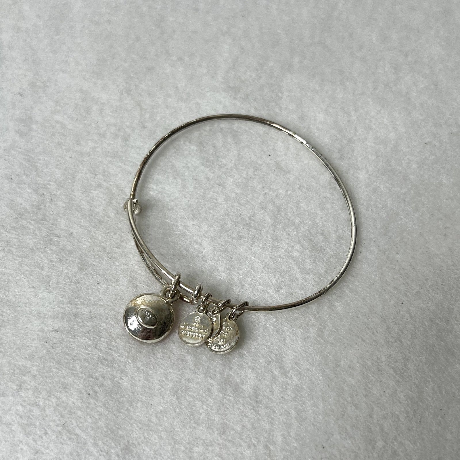 Other Alex Ani Silver July Birthstone Ruby Charm Bangle Bracelet Size ONE SIZE - 3 Thumbnail