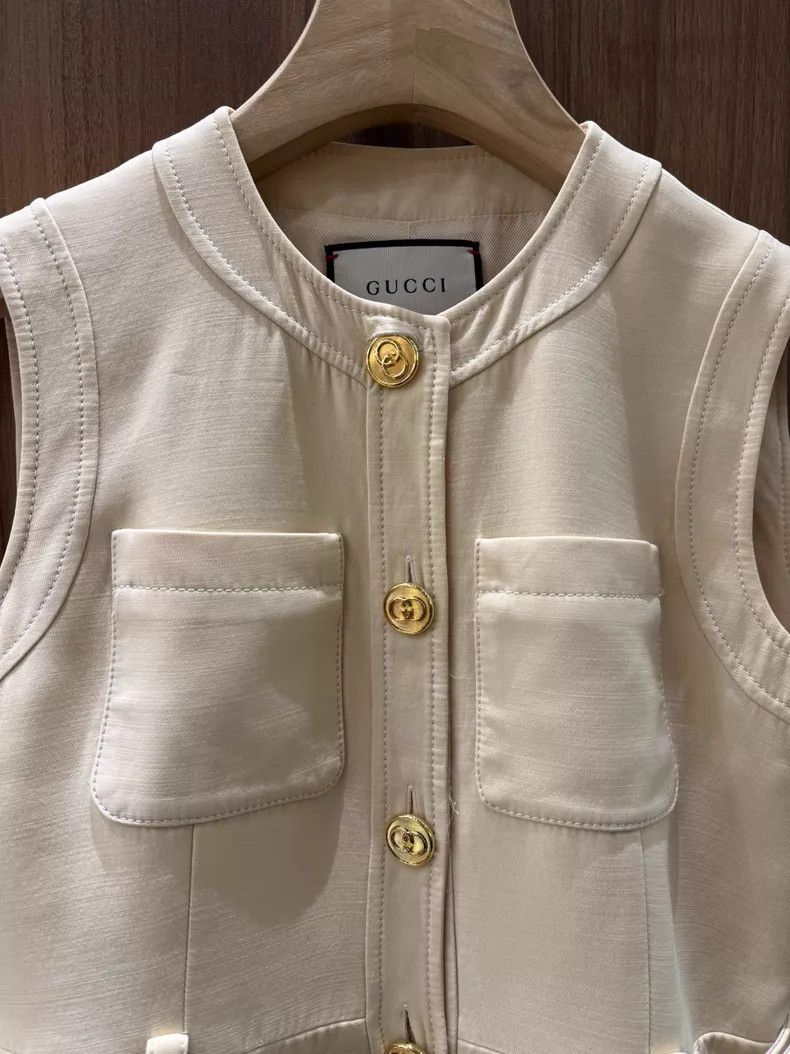 Gucci Gucci Beige mulberry silk wool blend dress Size S / US 4 / IT 40 - 3 Thumbnail